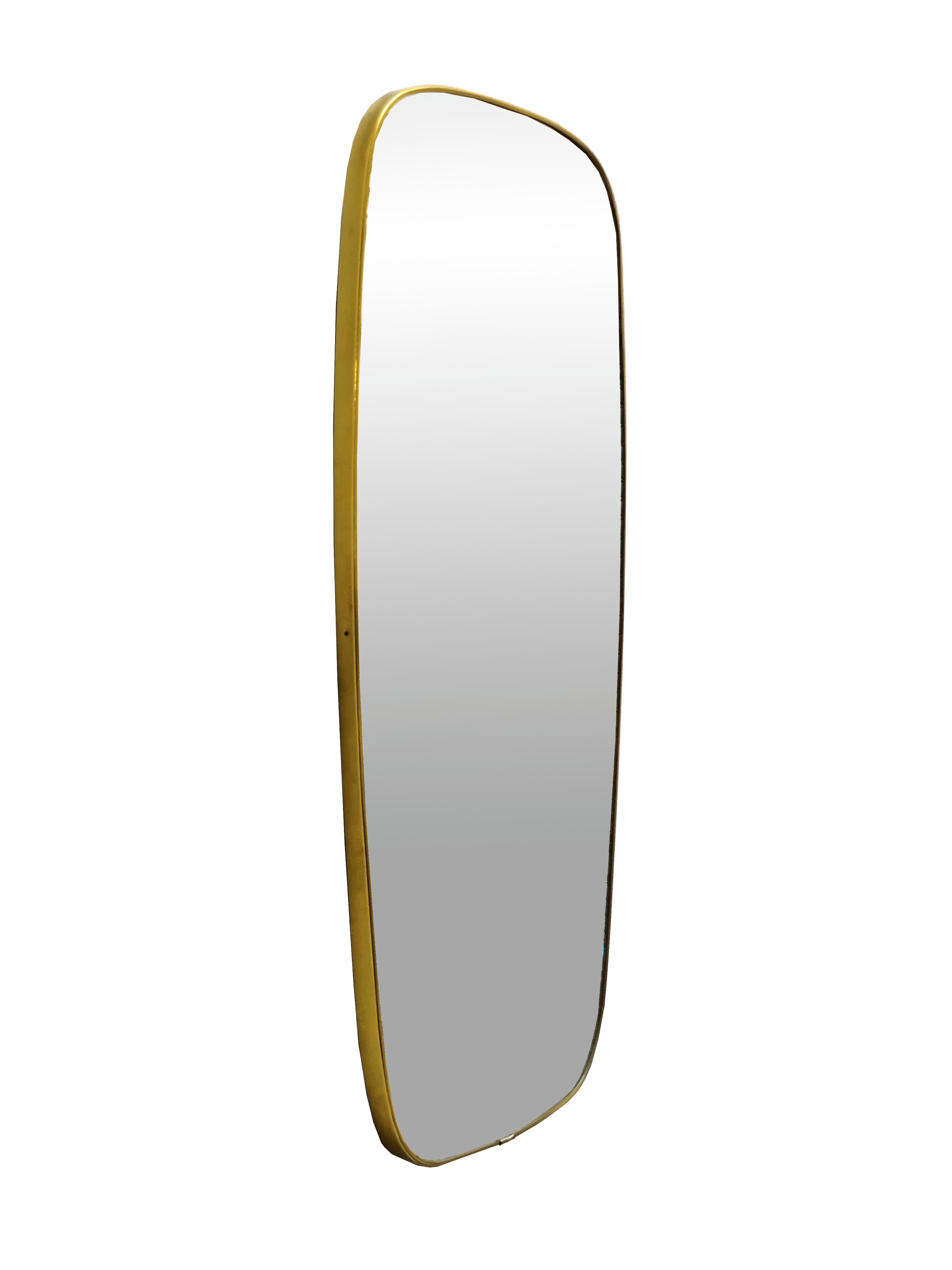 Mid-Century Modern Gilded Aluminum  Wall Mirror, Italy 1960s For Sale