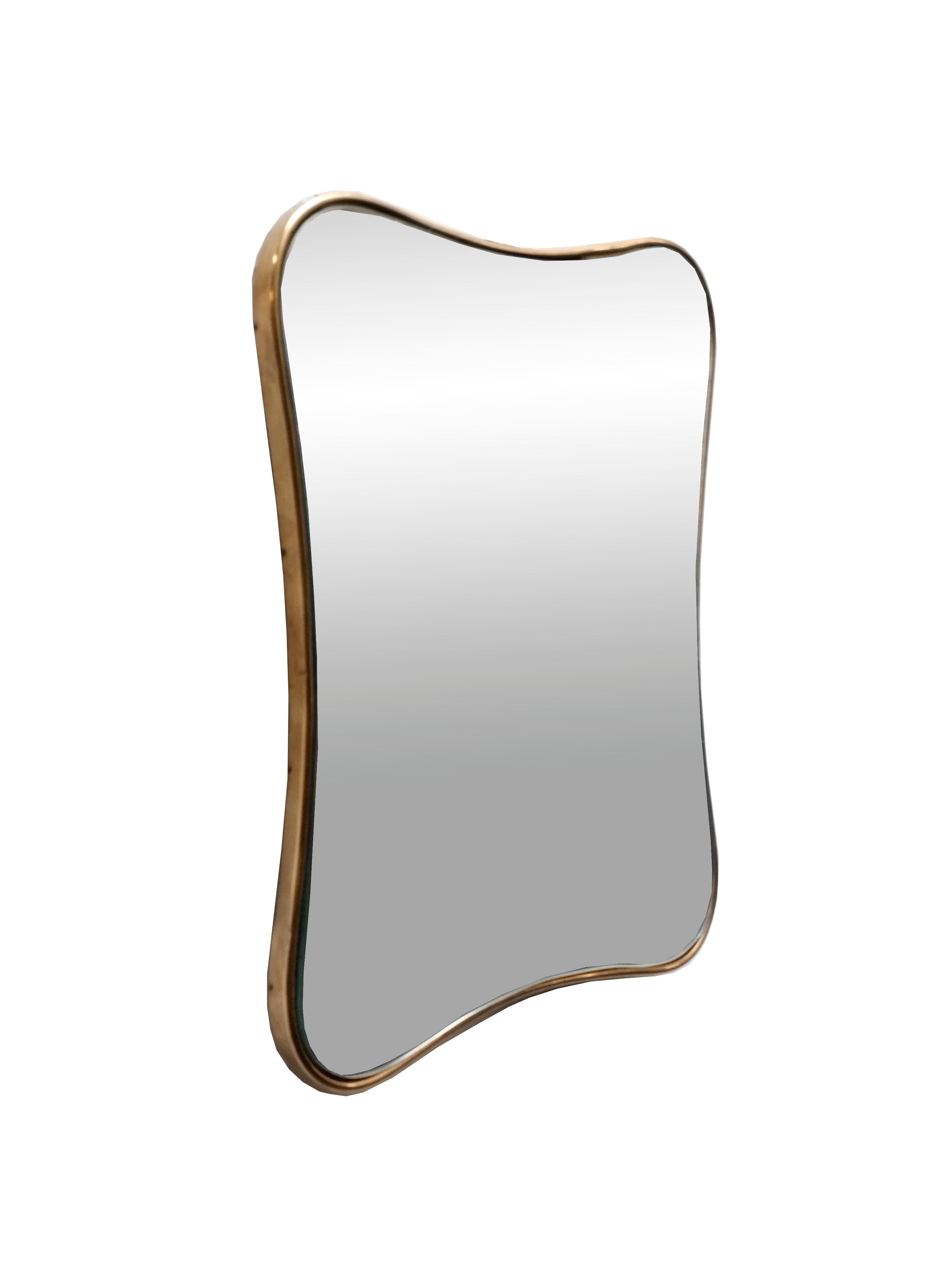 Mid-Century Modern 1960s Italian Brass Wall Mirror