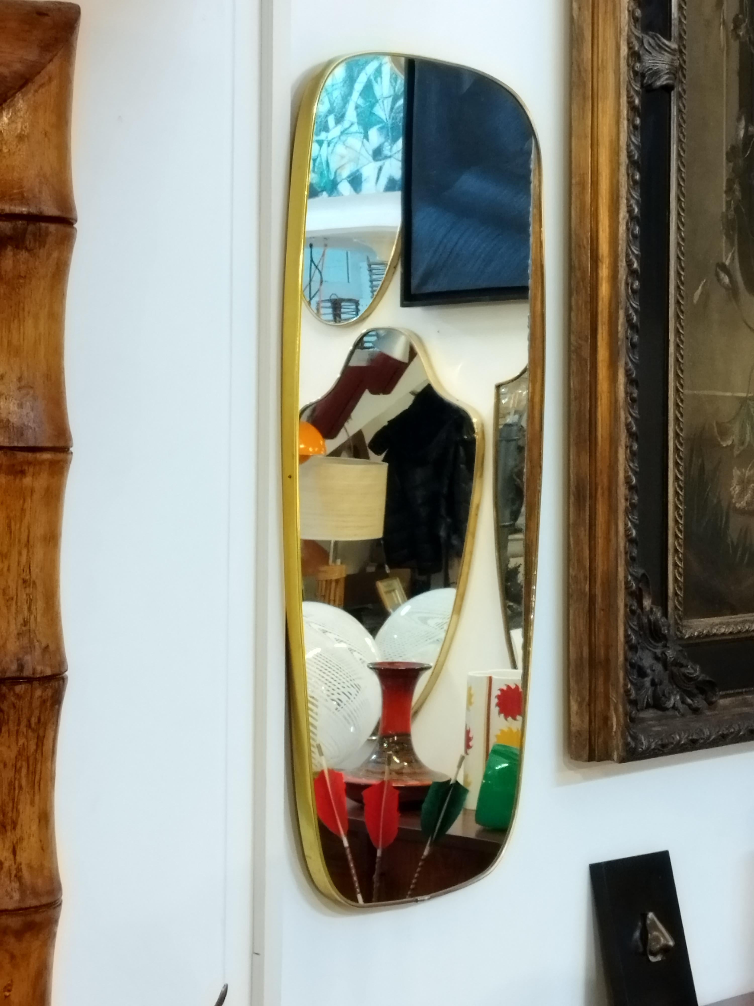 Gilded Aluminum  Wall Mirror, Italy 1960s In Good Condition For Sale In Naples, IT