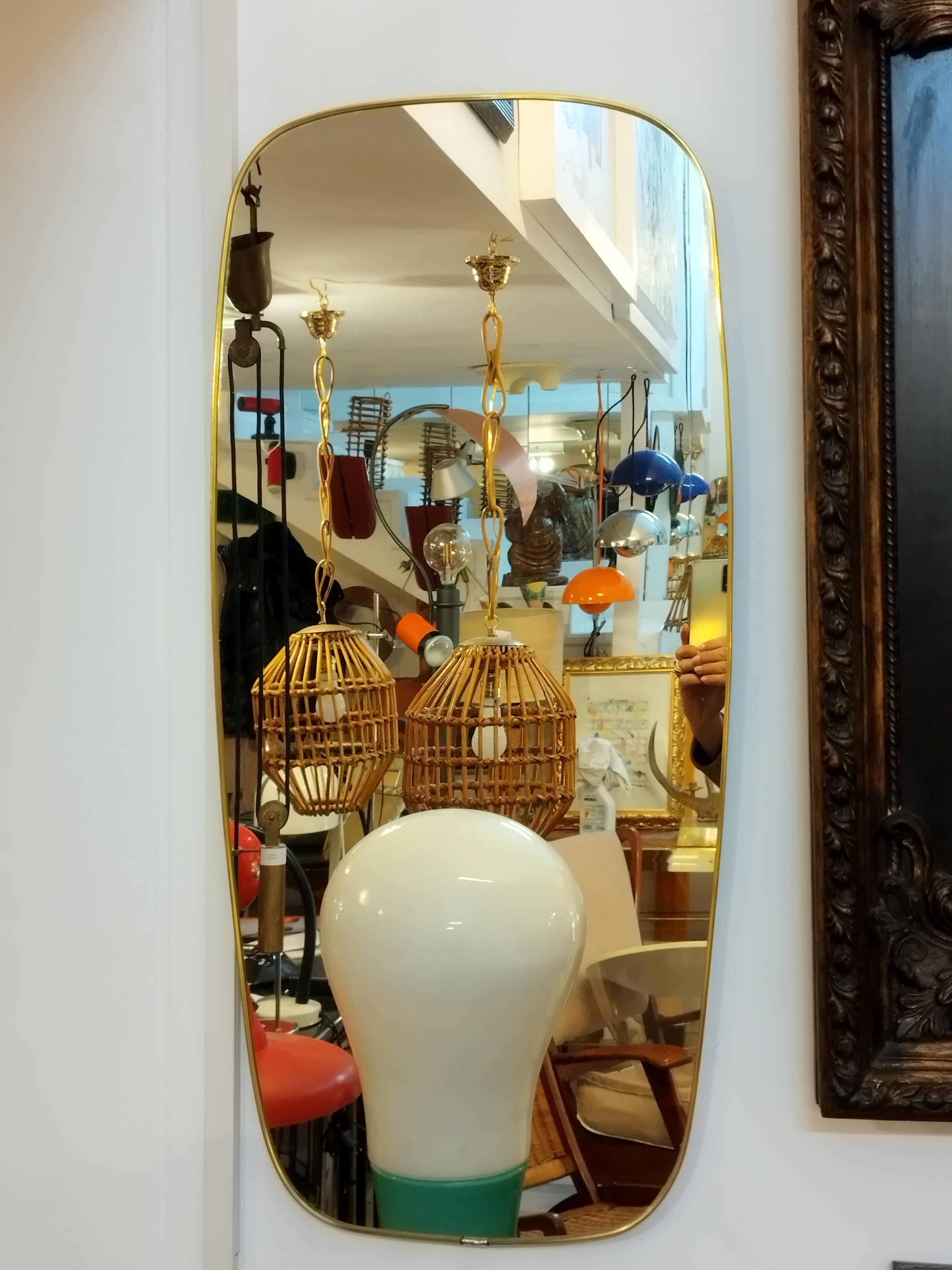 Mid-20th Century Gilded Aluminum  Wall Mirror, Italy 1960s For Sale