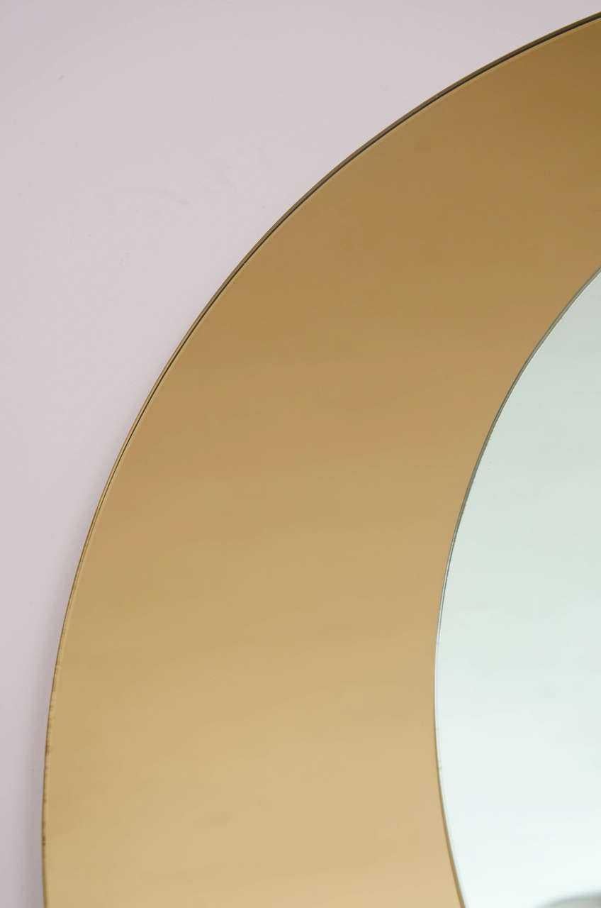 Metà XX secolo Specchio italiano a doppio cerchio in bronzo e argento del 1960 di Cristal Arte in vendita