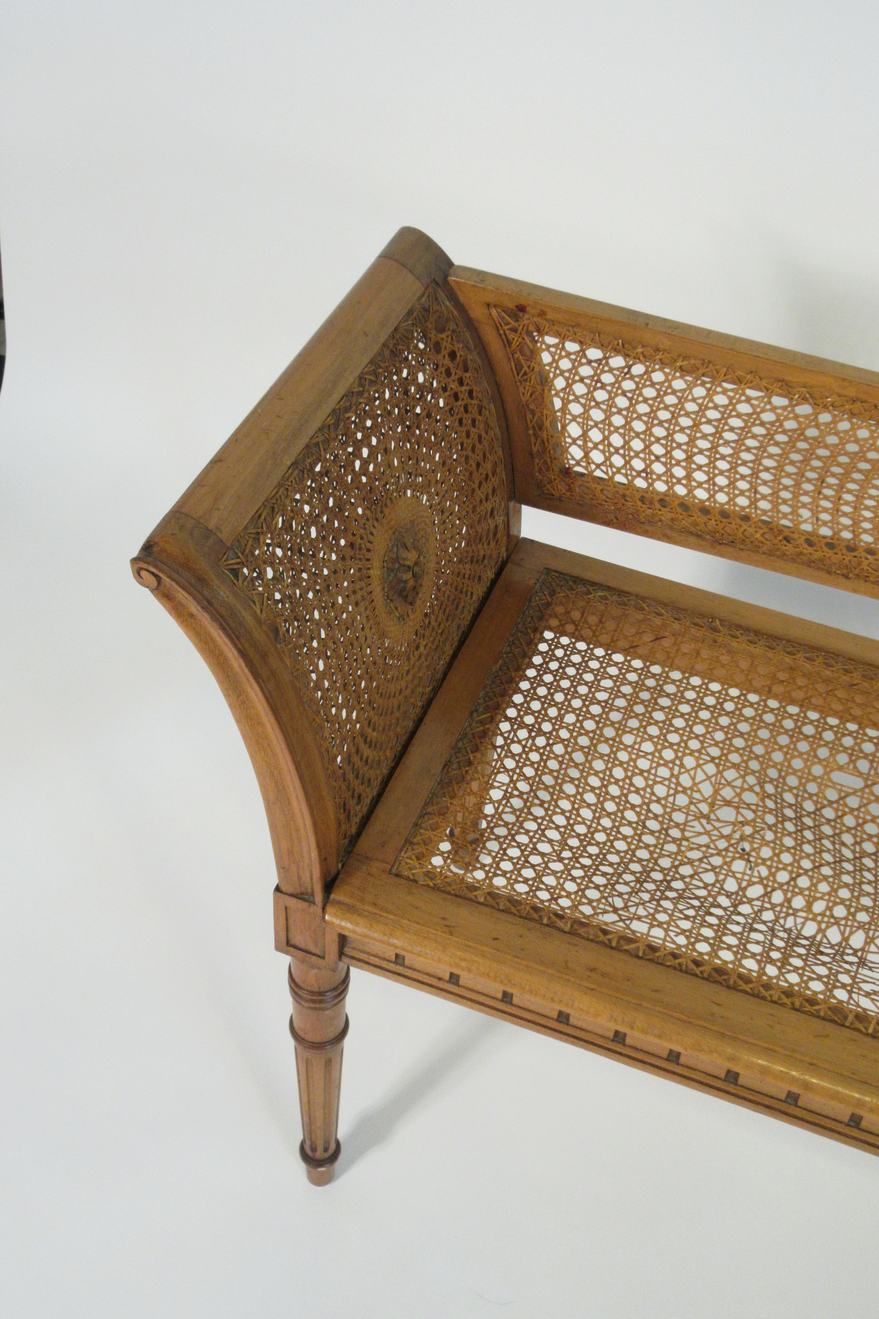 Mid-20th Century 1960s Italian Caned Bench