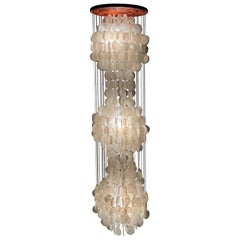 1960s Italian Capiz Shell Chandelier in the Style of Verner Panton