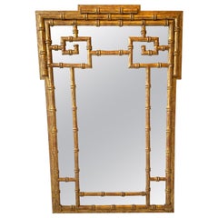 1960s Italian Carved Gilt Wood Greek Key Mirror