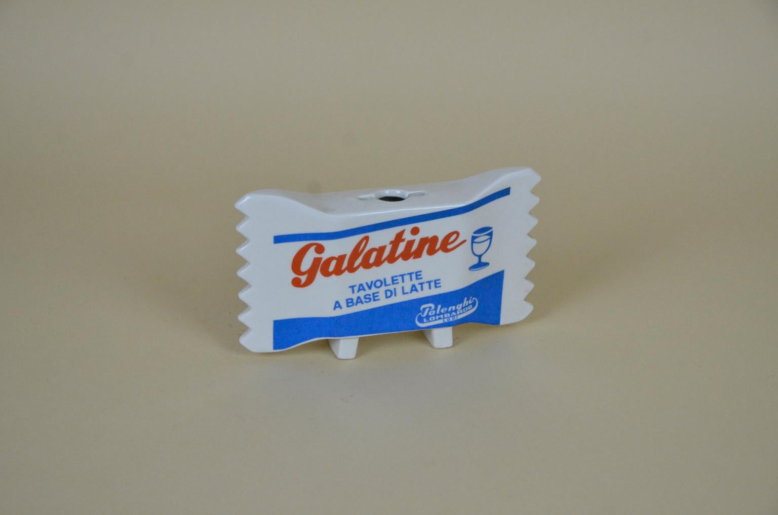 1960s Italian Ceramic Advertising Galatine Milk Candy by Polenghi Lombardo Lodi (Moderne der Mitte des Jahrhunderts) im Angebot