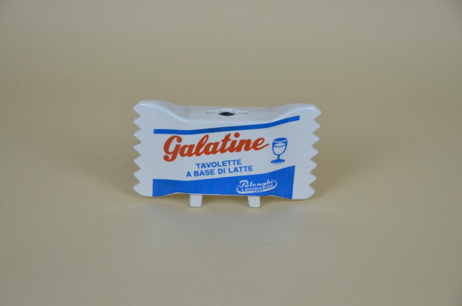 1960s Italian Ceramic Advertising Galatine Milk Candy by Polenghi Lombardo Lodi (Italienisch) im Angebot