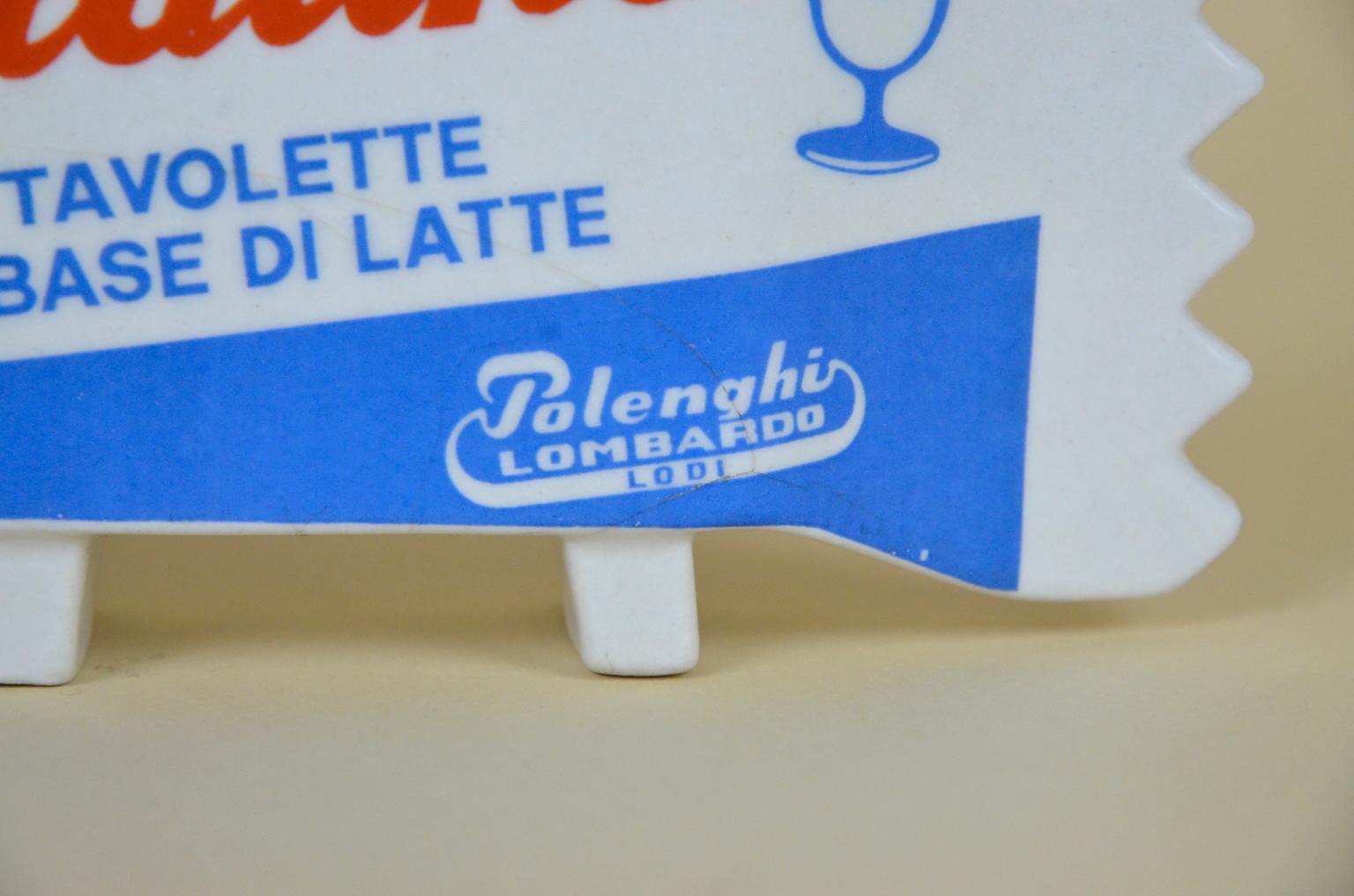 1960s Italian Ceramic Advertising Galatine Milk Candy by Polenghi Lombardo Lodi For Sale 1