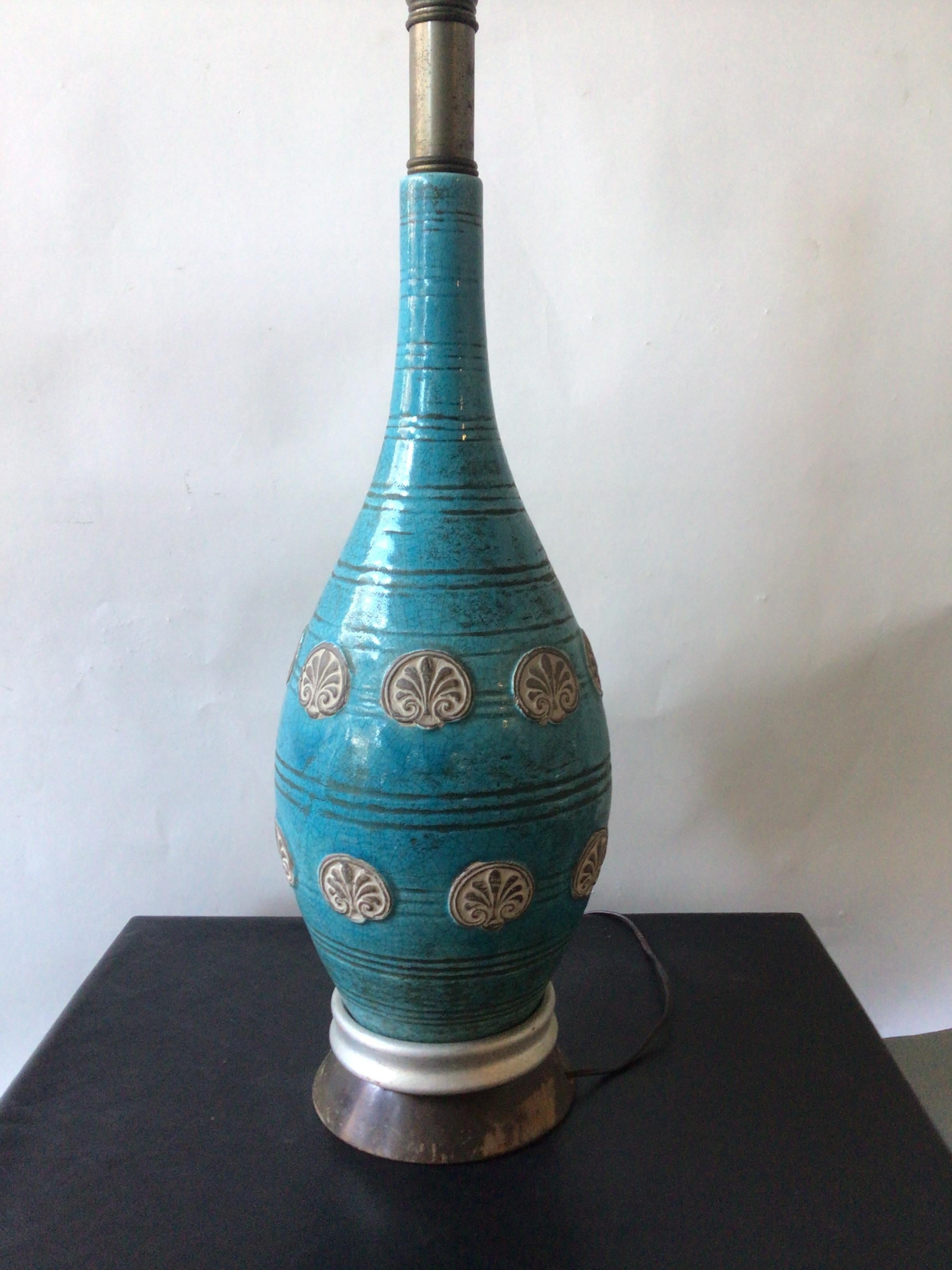 Italienische Keramik-Aqua-Lampe aus den 1960er Jahren (Mitte des 20. Jahrhunderts) im Angebot