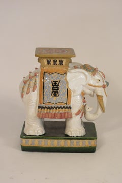 1960s Italian Ceramic Elephant Garden Stool