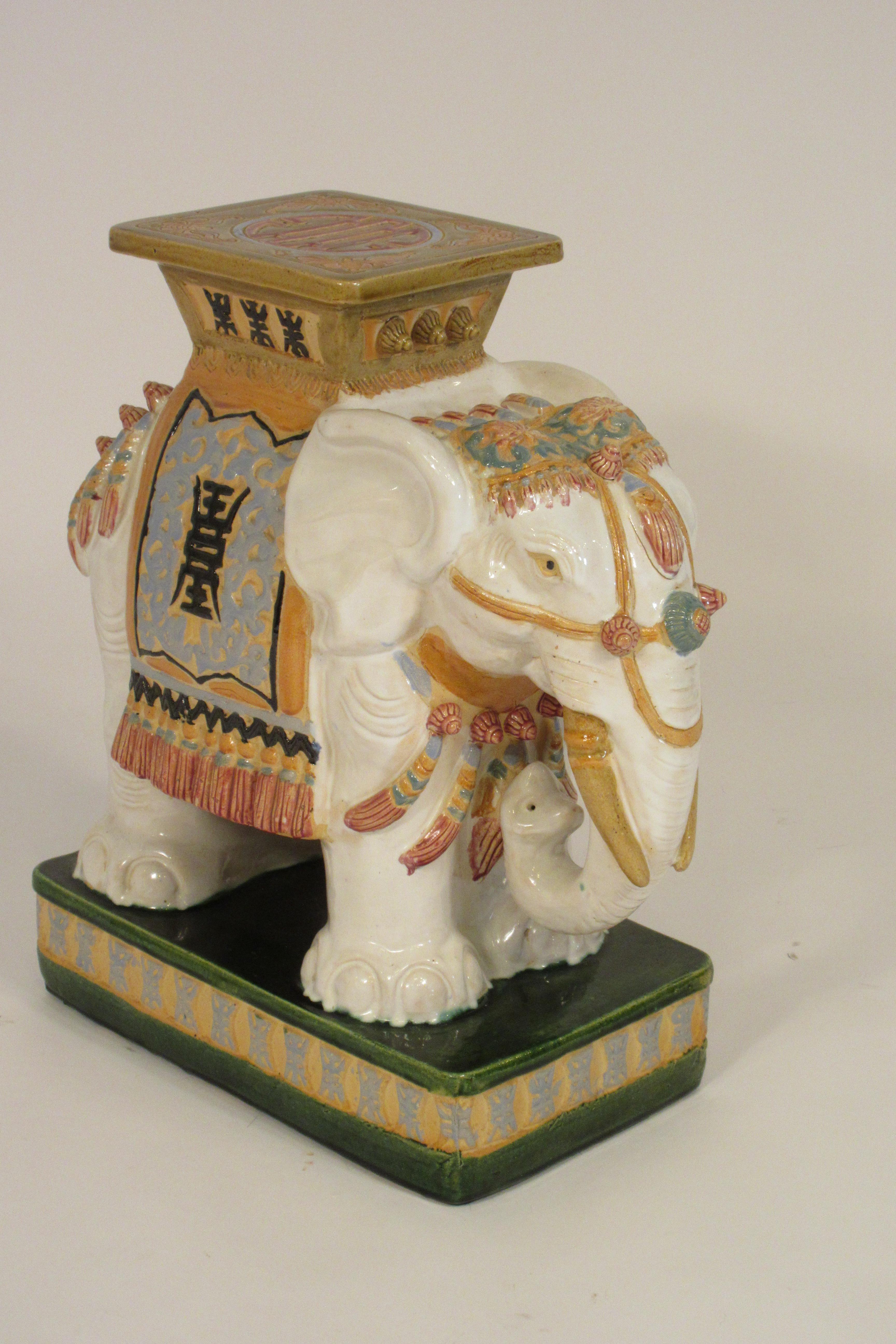 Mid-20th Century 1960s Italian Ceramic Elephant Garden Stool