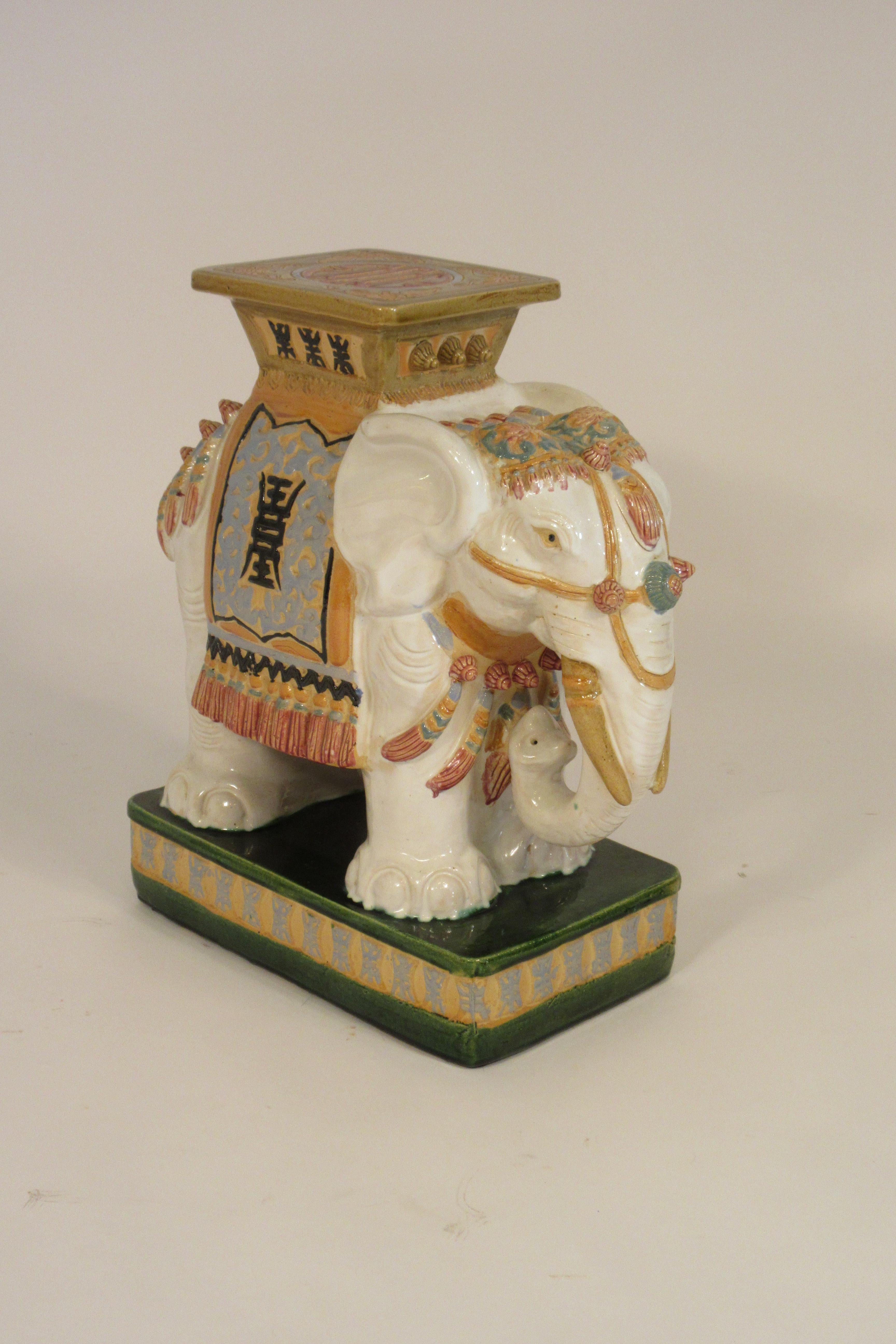 1960s Italian Ceramic Elephant Garden Stool 1