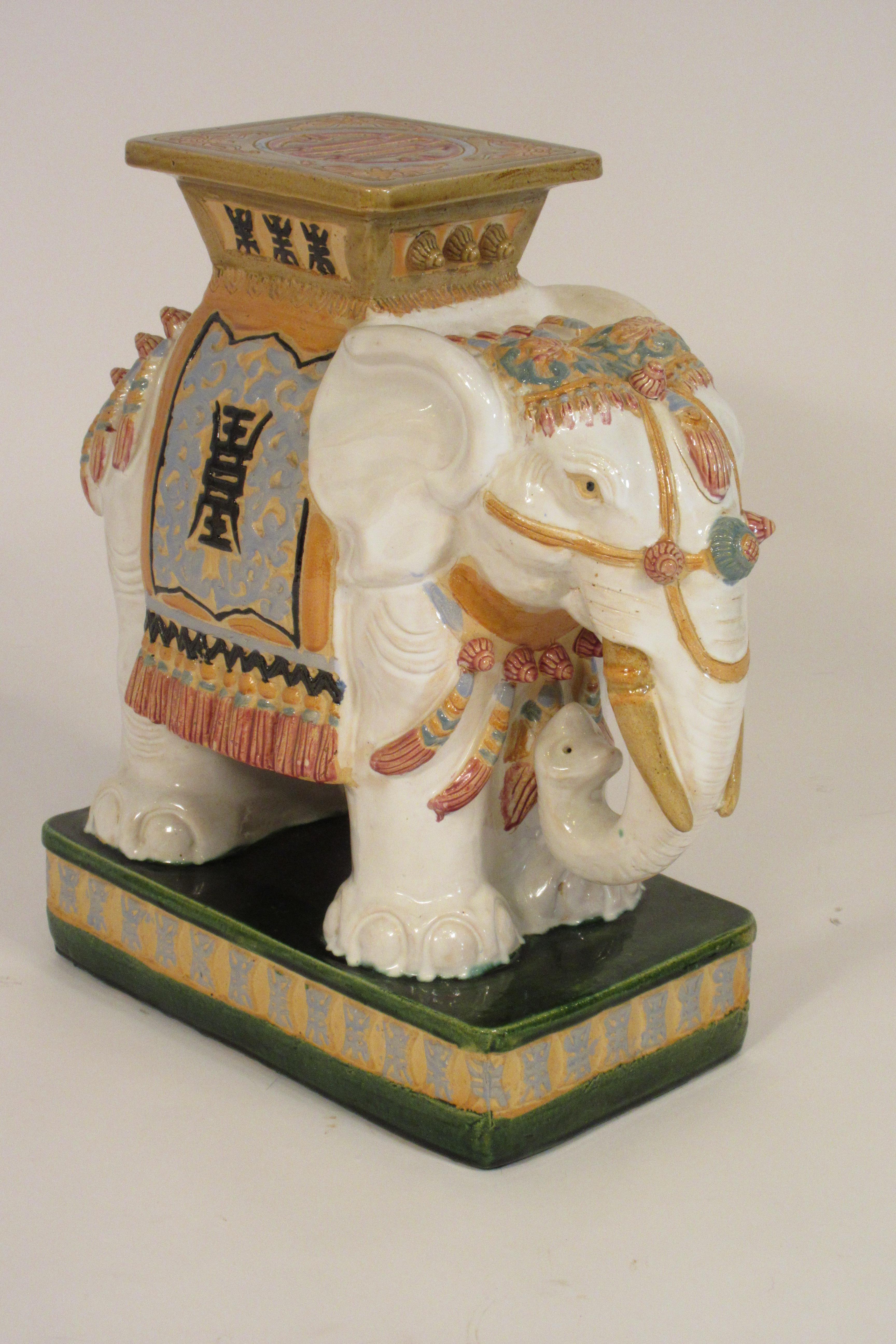 1960s Italian Ceramic Elephant Garden Stool 2