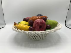 1960s Italian Ceramic Fruit Basket Sculpture