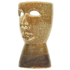1960s Italian Ceramic Head Face Table Lamp Mask Sculpture