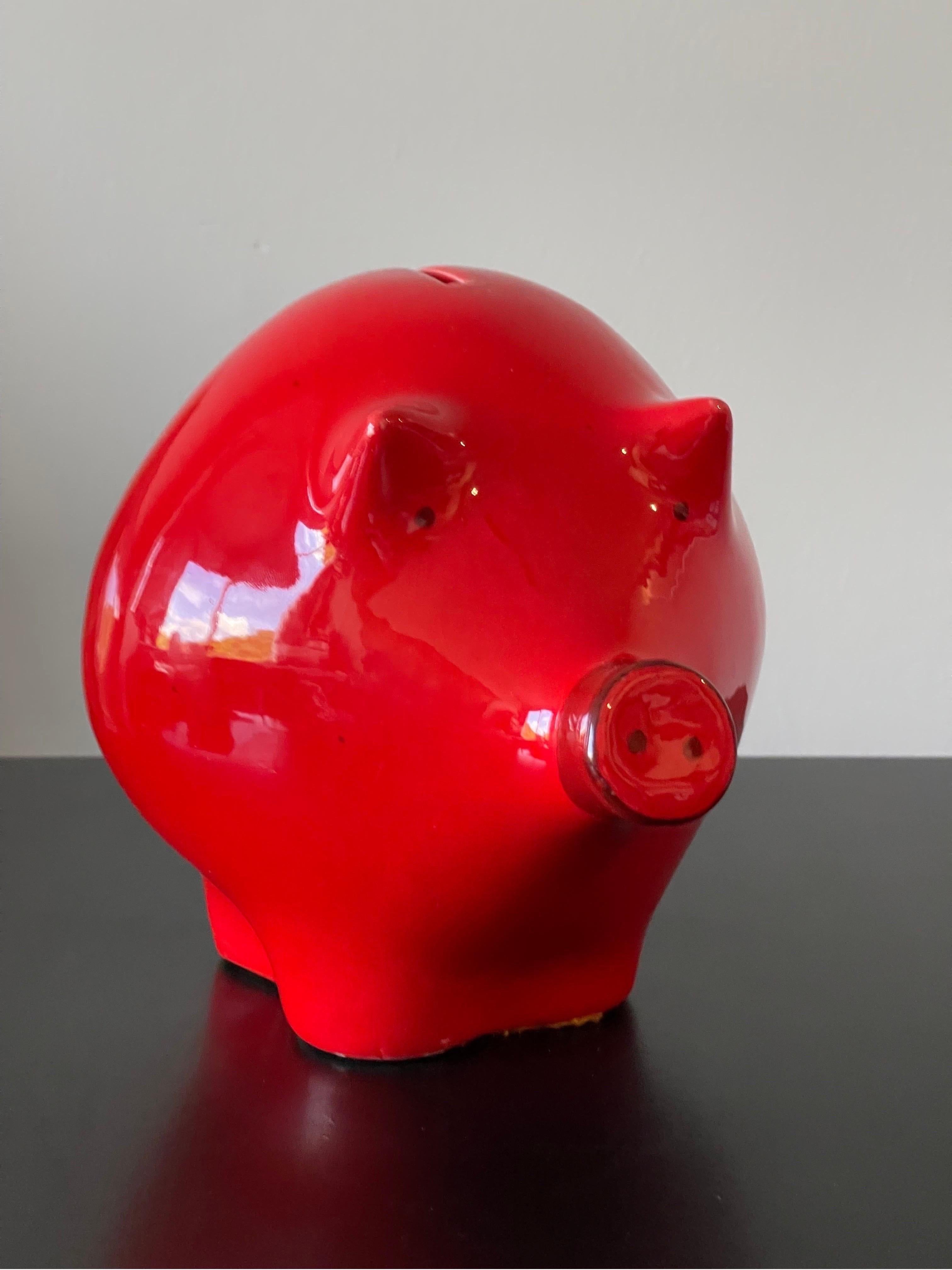 Unique and rare ceramic piggy bank by Baldelli for Raymor with great personality, 1960's. 
8