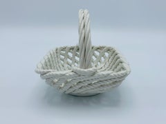 1960s Italian Ceramic Rope Basket Candy Dish