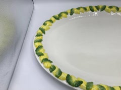 1960s Italian Ceramic Serving Tray with Sculptural Lemon Motif Border