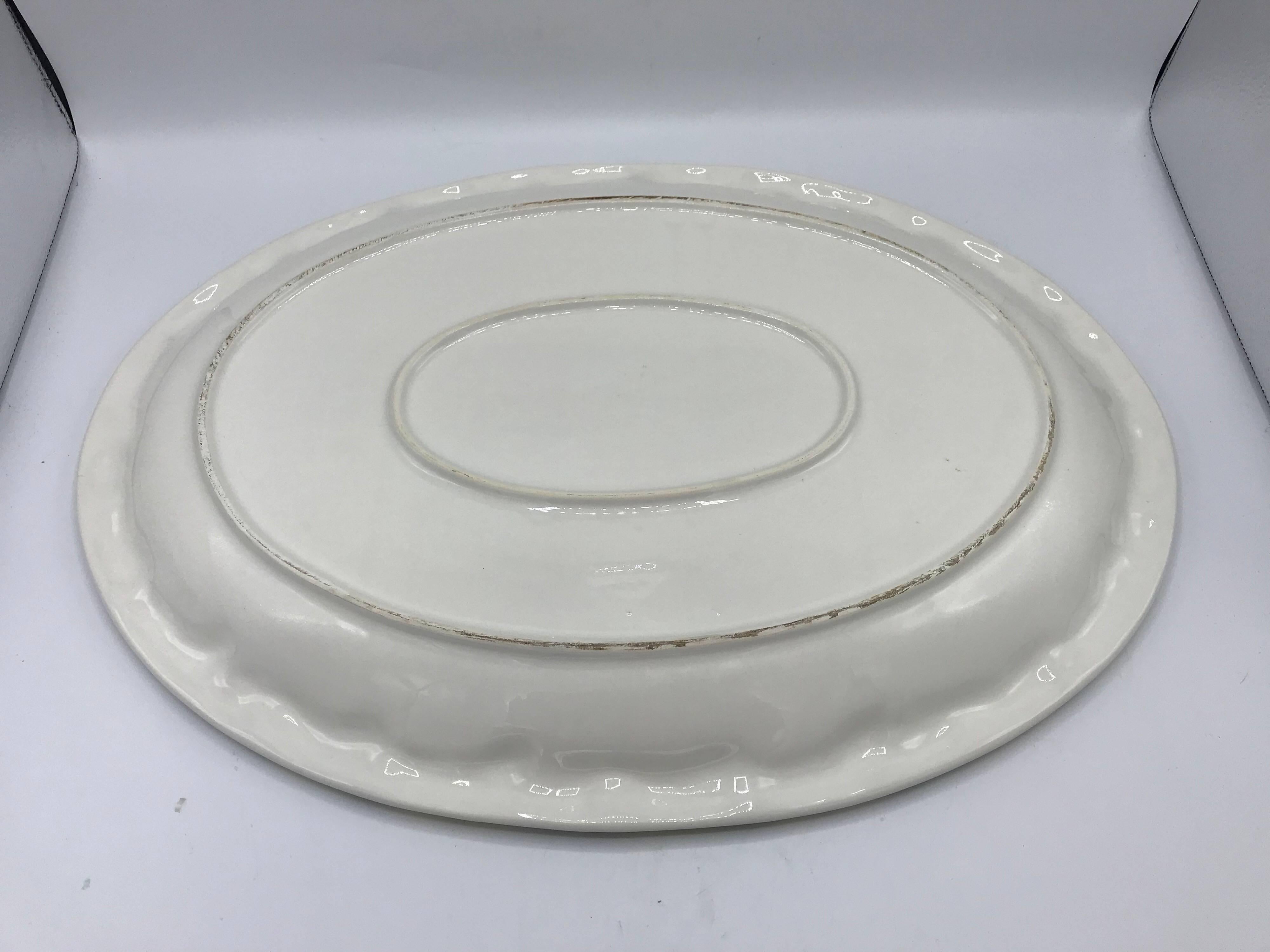 20th Century 1960s Italian Ceramic Serving Tray with Sculptural Lemon Motif Border For Sale