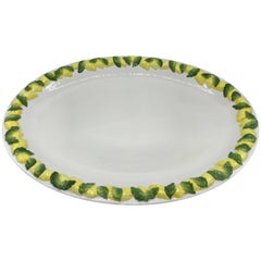 1960s Italian Ceramic Serving Tray with Sculptural Lemon Motif Border