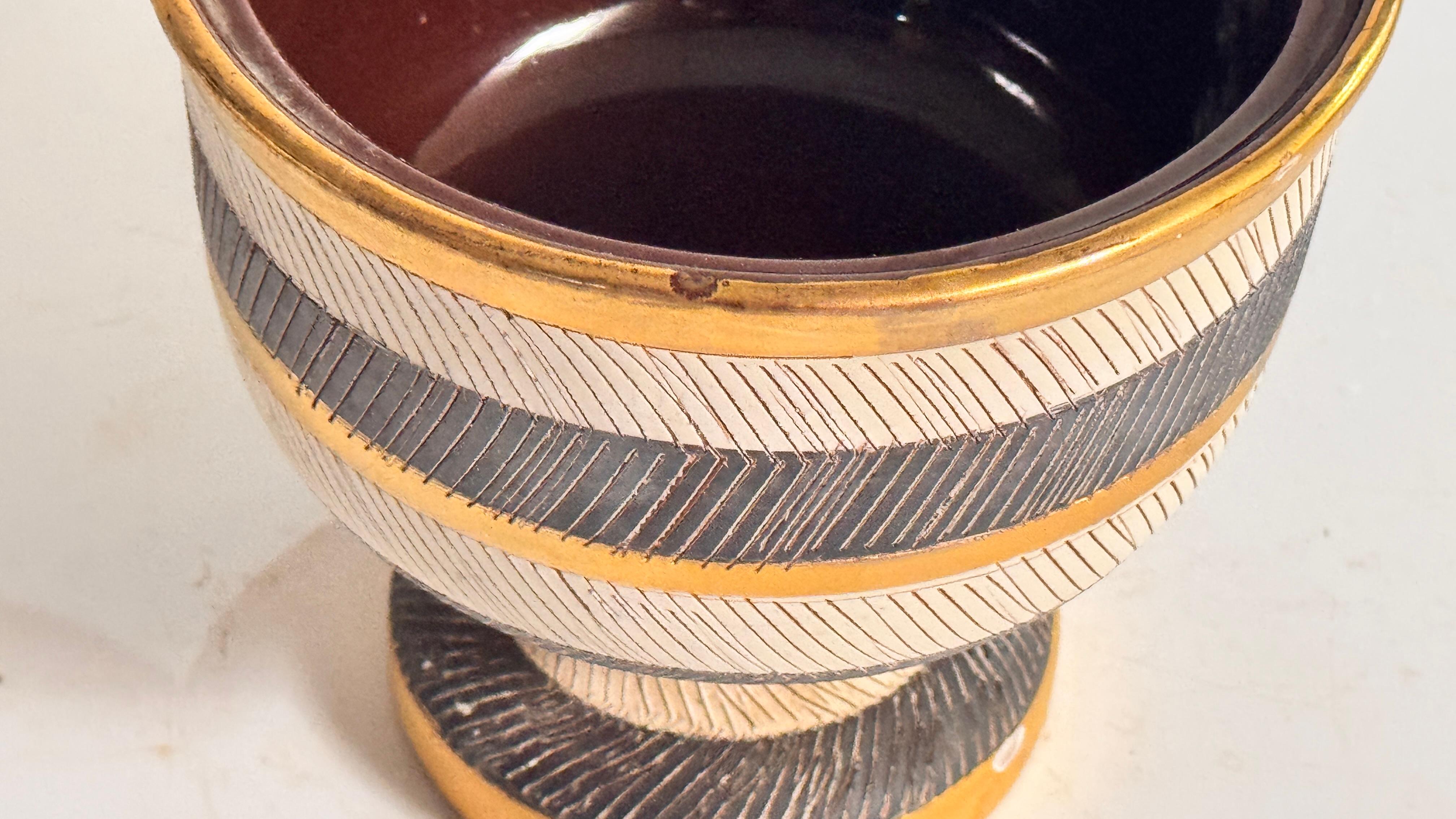 Vide-Poche italien en céramique des années 1960 - Design géométrique jaune, blanc et noir en vente 3