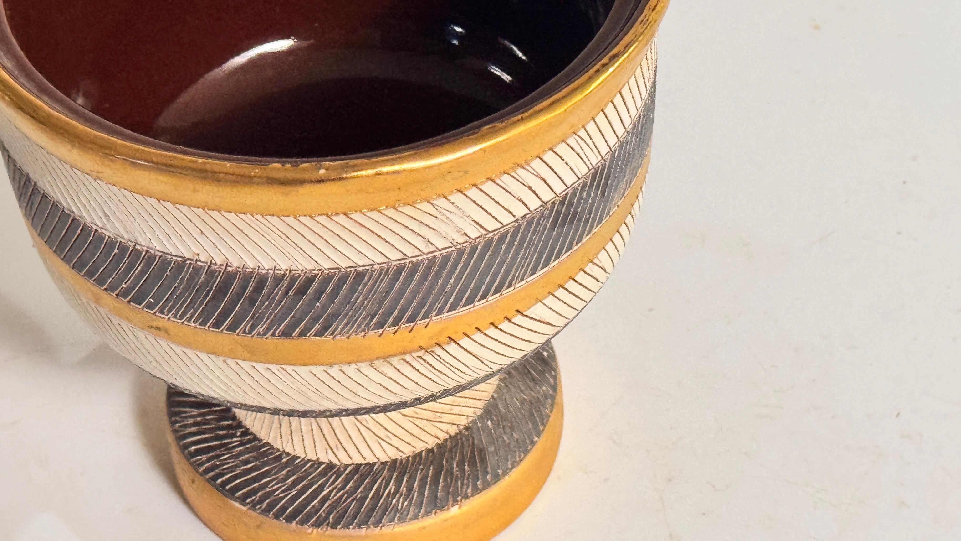 Vide-Poche italien en céramique des années 1960 - Design géométrique jaune, blanc et noir Bon état - En vente à Auribeau sur Siagne, FR