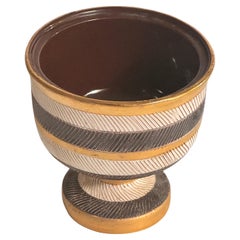 1960s Italian Ceramic Vide-Poche – Yellow, White & Black Geometric Design