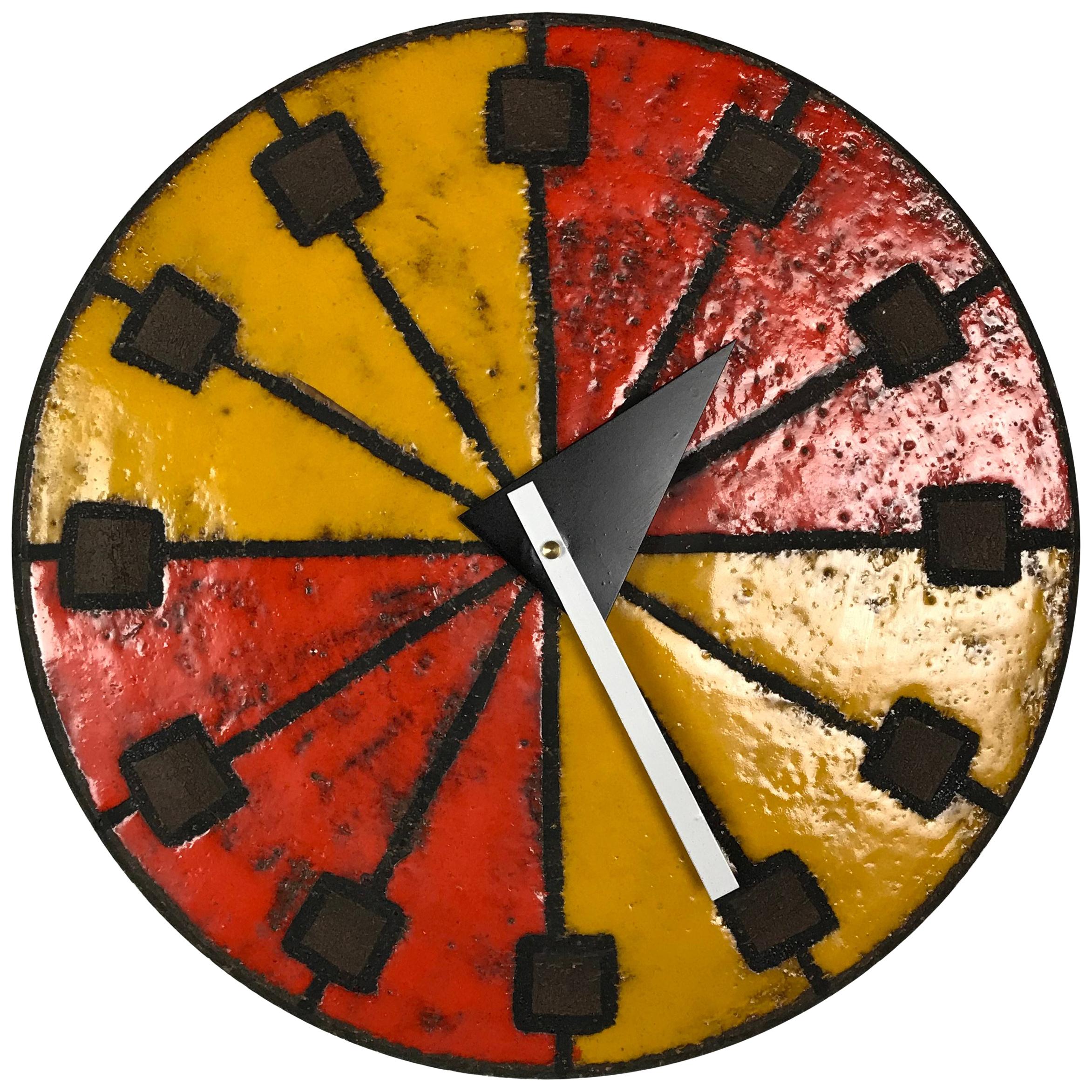 1960s Italian Ceramic Wall Clock by Bitossi & George Nelson