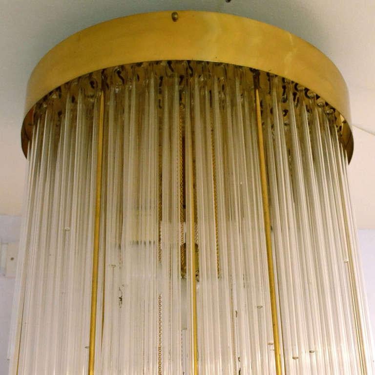 1960s Italian Chandelier Glass and Brass Flushmount Cascading Like a Waterfall 7