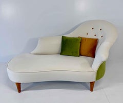 1960s Italian Cherry Wood and Velvet Chaise Longue in Three Colors