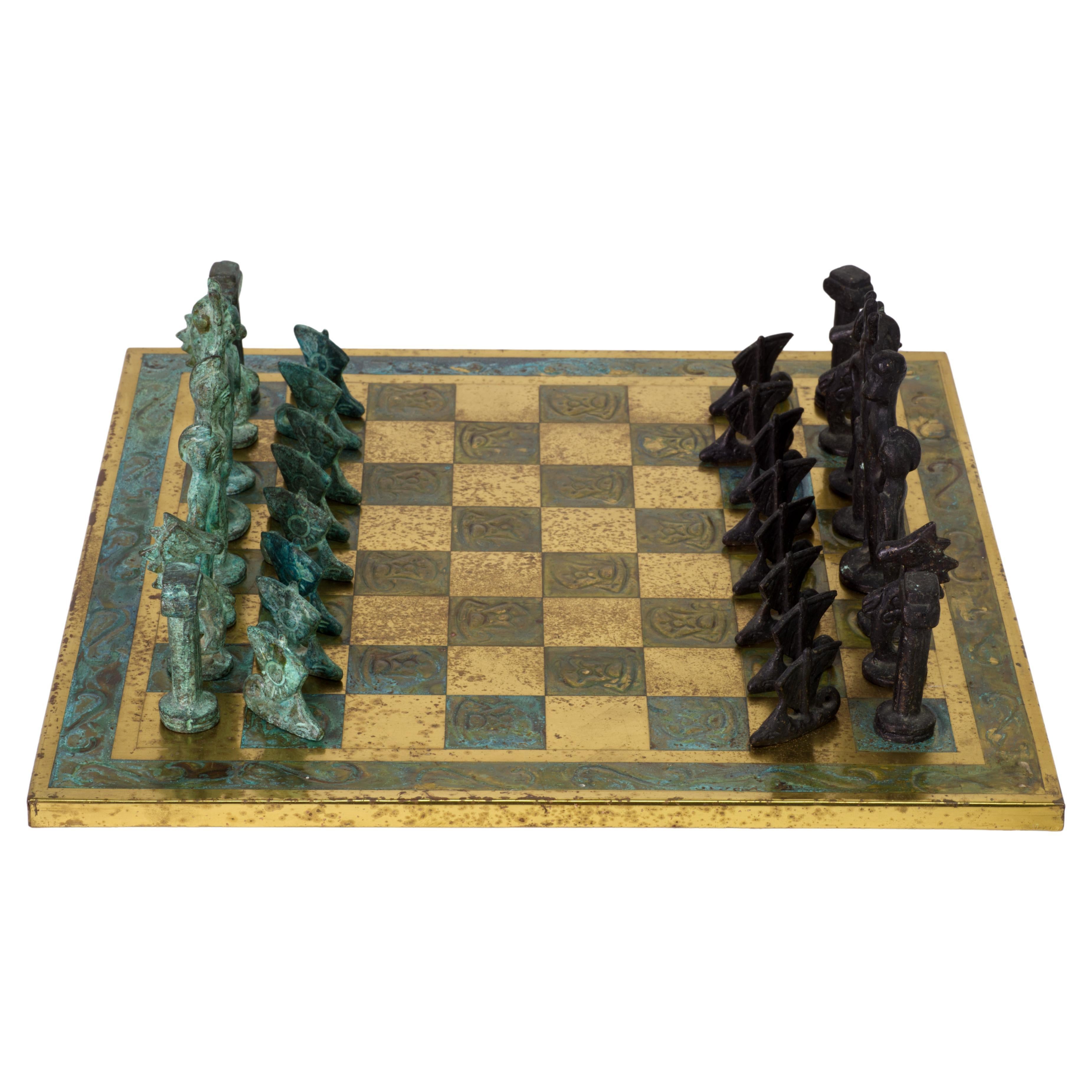 1960S Italian Chess set in Patinated Bronze.