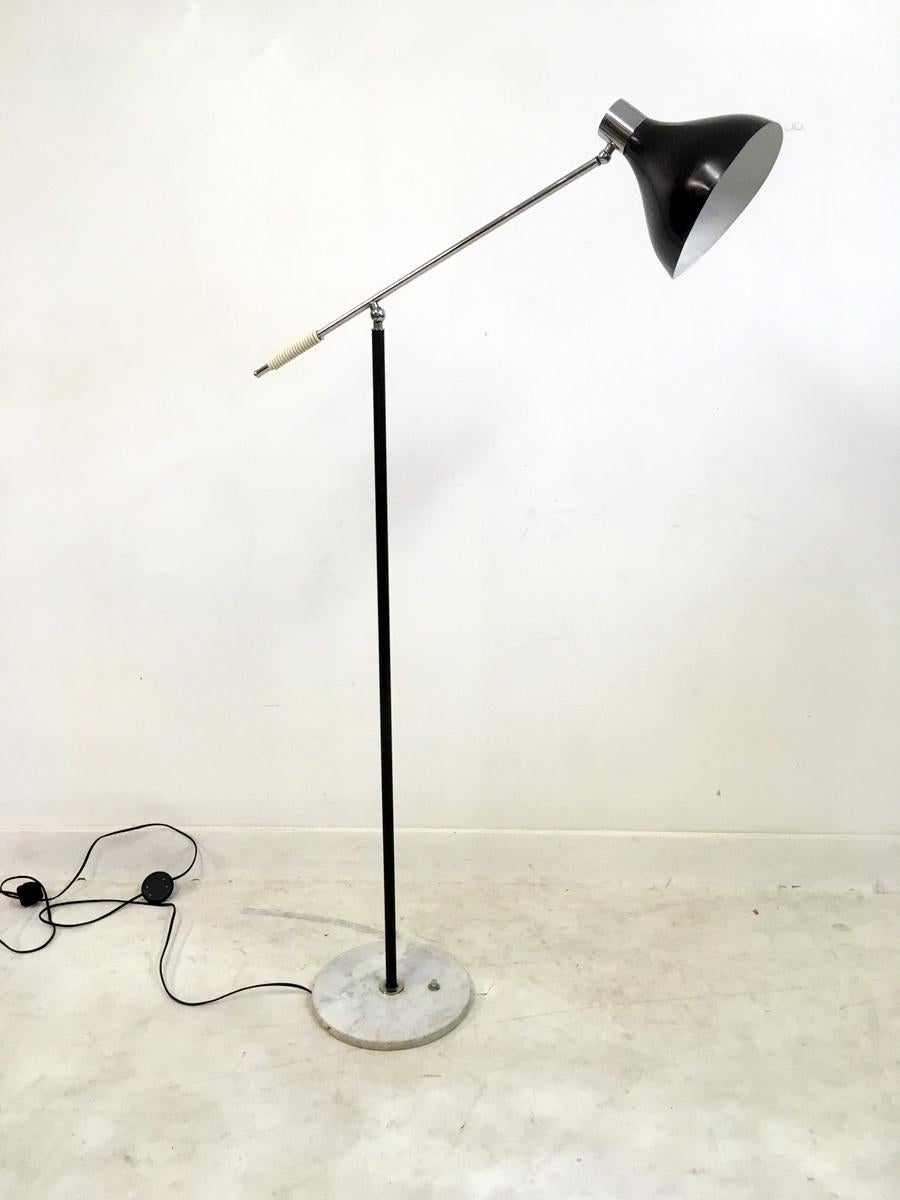 1960s Italian Chrome and Enamel Floor Lamp 6