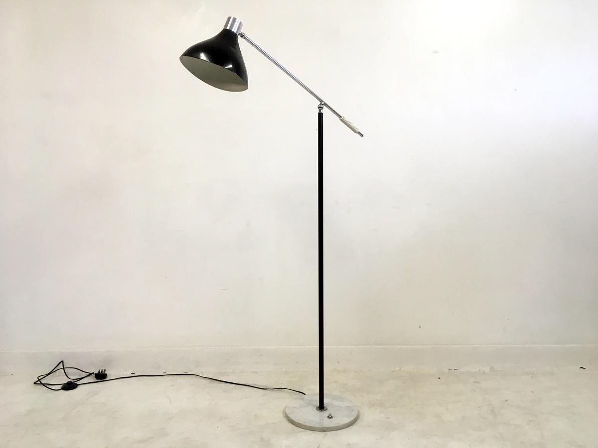 Mid-Century Modern 1960s Italian Chrome and Enamel Floor Lamp