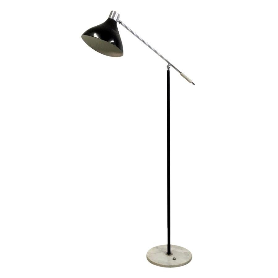 1960s Italian Chrome and Enamel Floor Lamp
