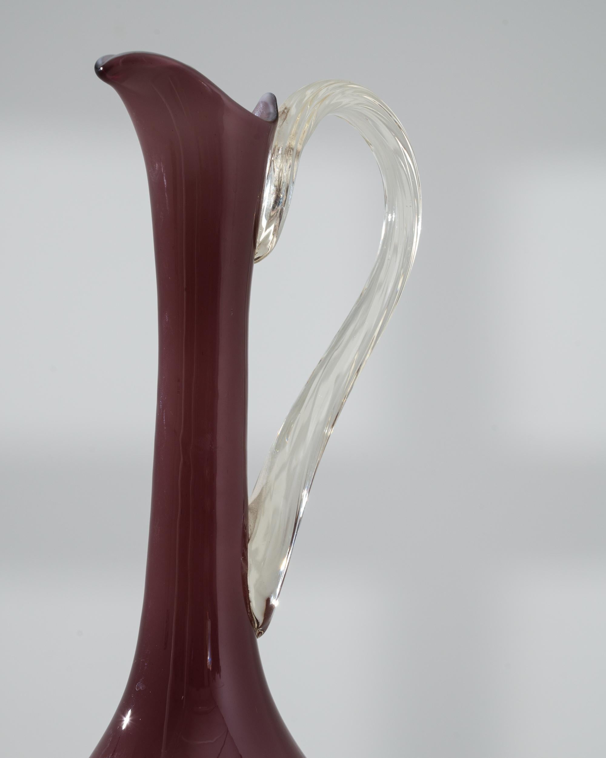 Blown Glass 1960s Italian Clinker Red Glass Pitcher For Sale