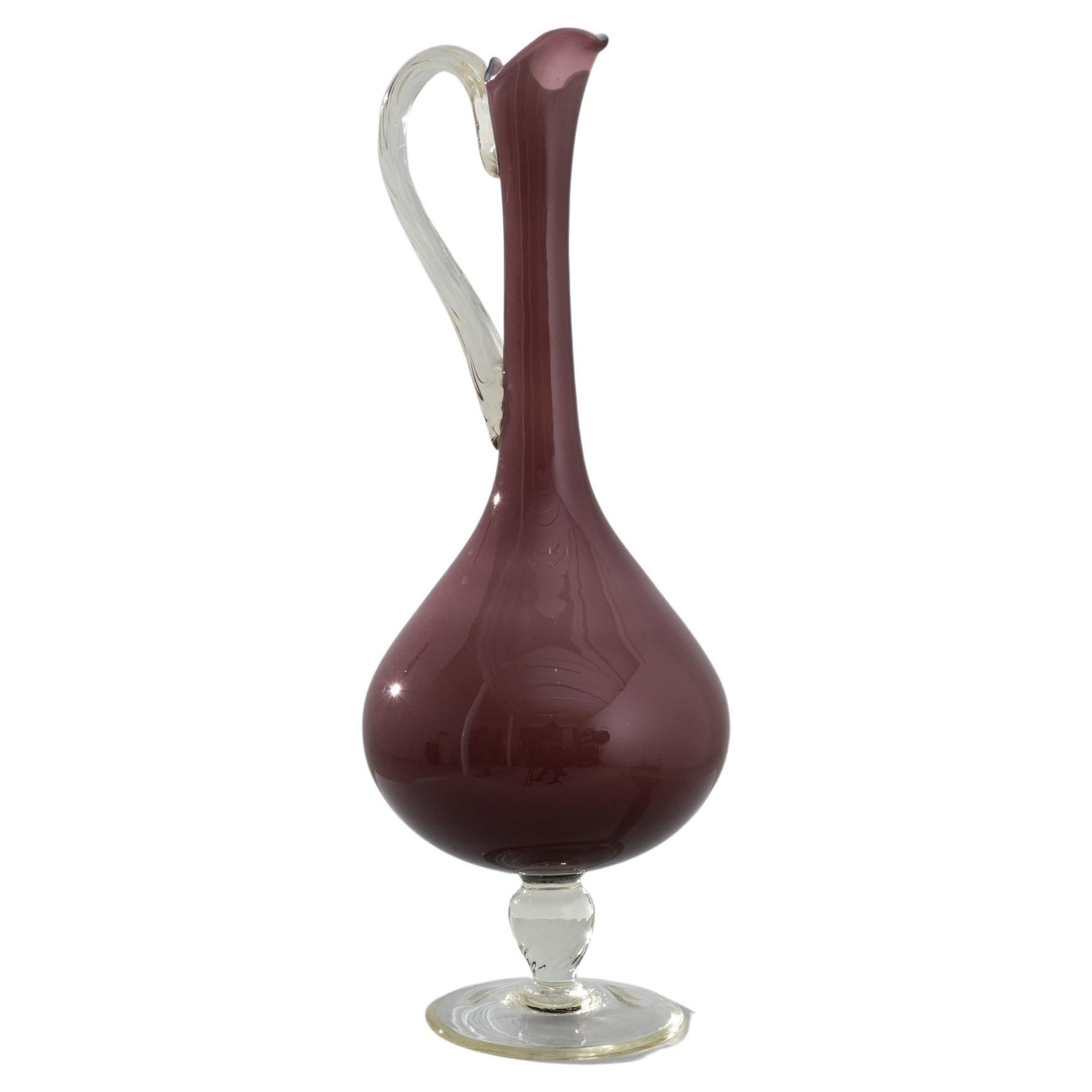 Pichet italien en verre rouge Clinker des années 1960