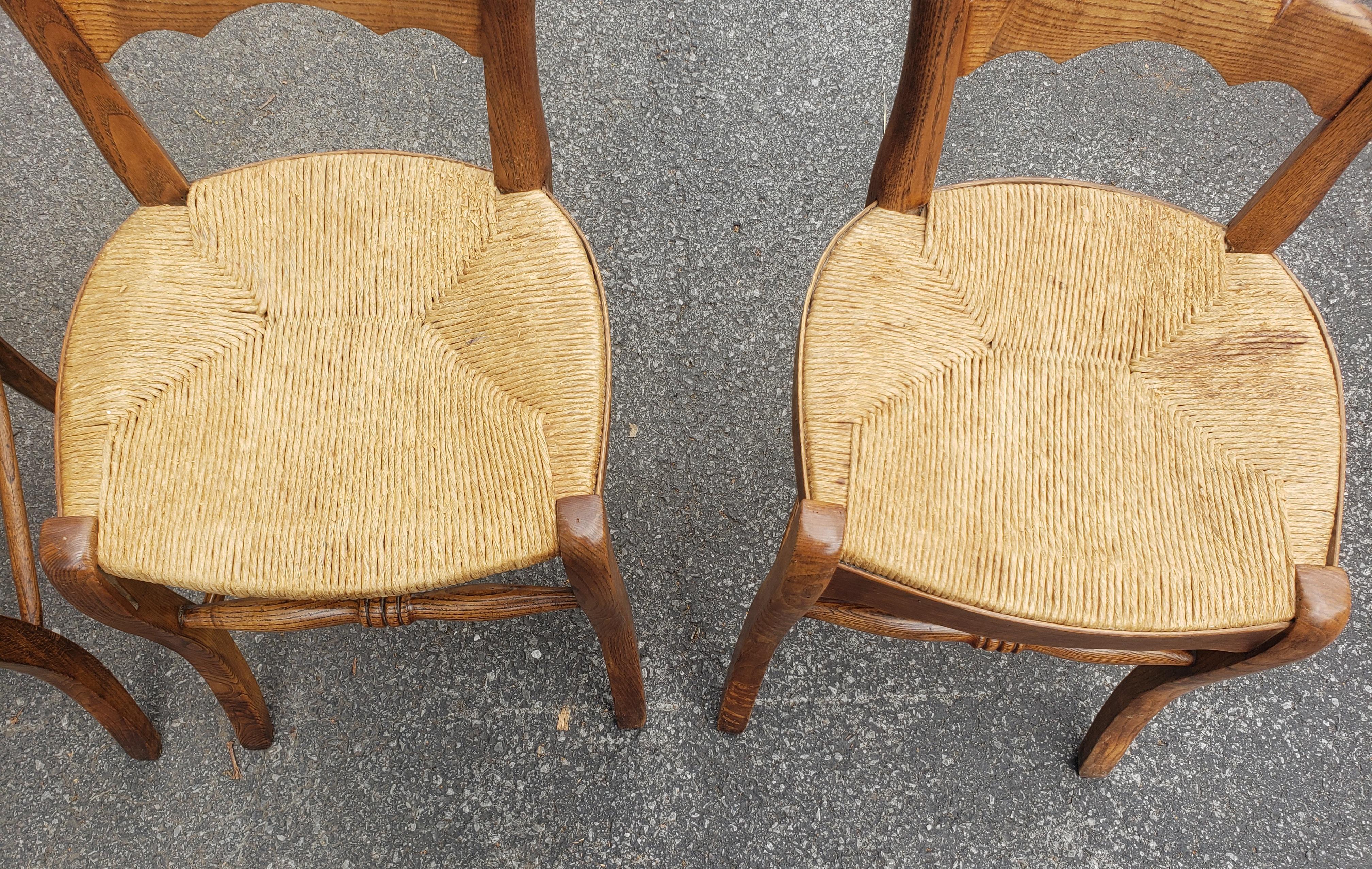 1960s Italian Country Maple and Rush Seat Ladder Back Chairs 4