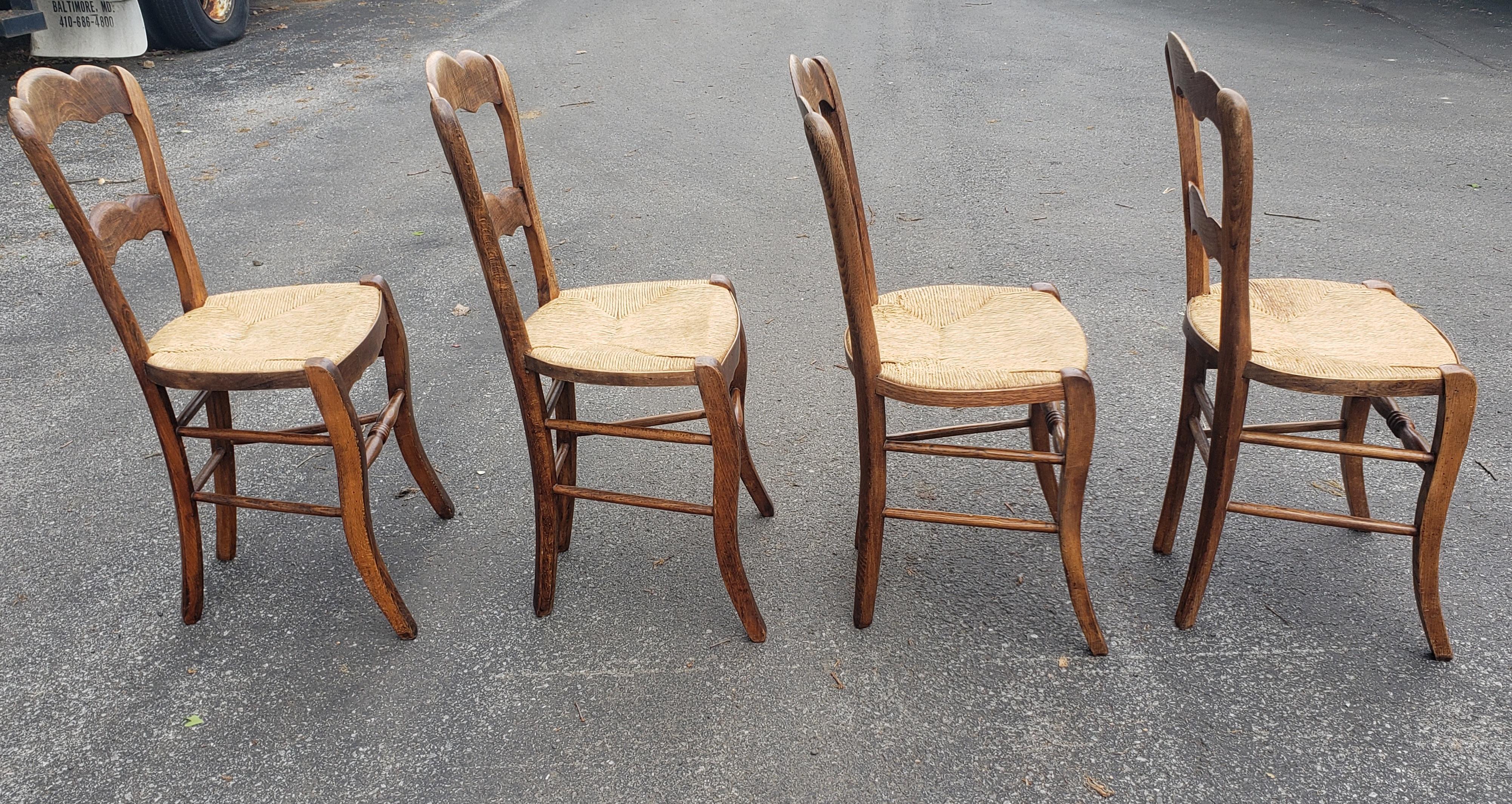 1960s Italian Country Maple and Rush Seat Ladder Back Chairs 6