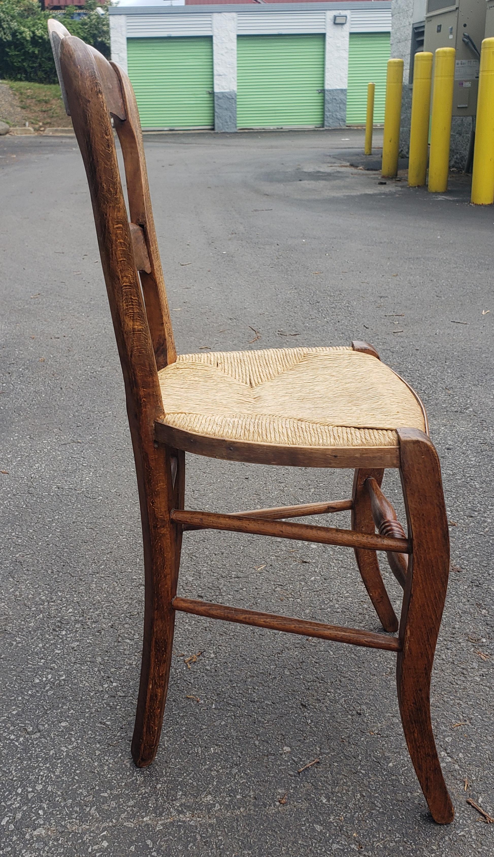1960s Italian Country Maple and Rush Seat Ladder Back Chairs 7