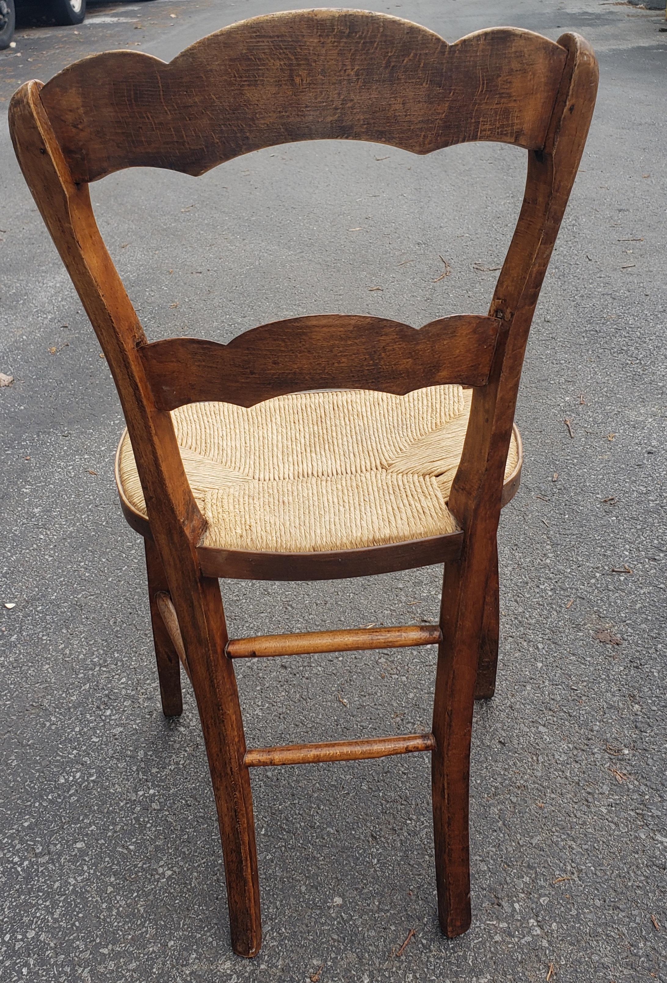 1960s Italian Country Maple and Rush Seat Ladder Back Chairs 8