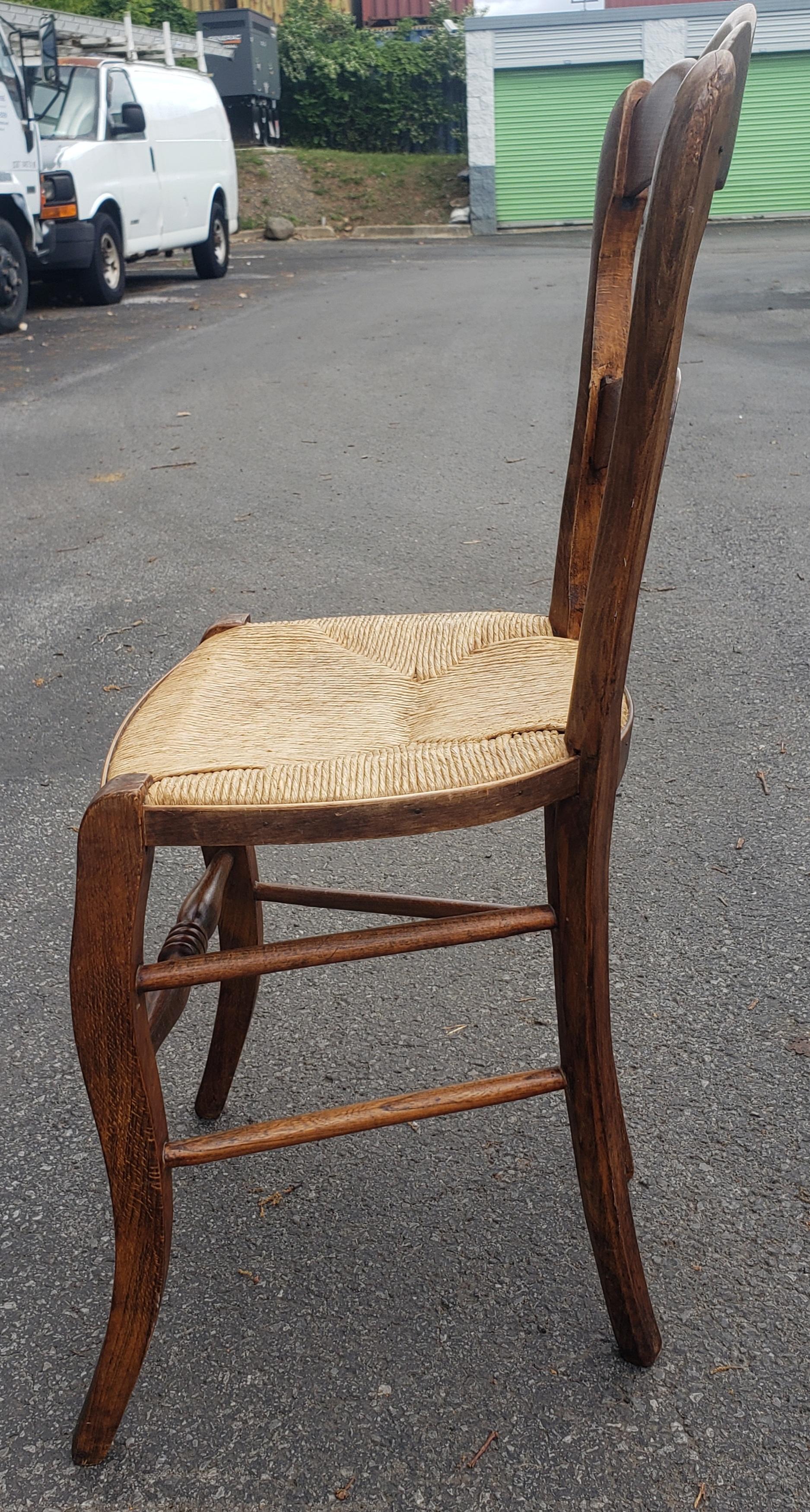 1960s Italian Country Maple and Rush Seat Ladder Back Chairs 9