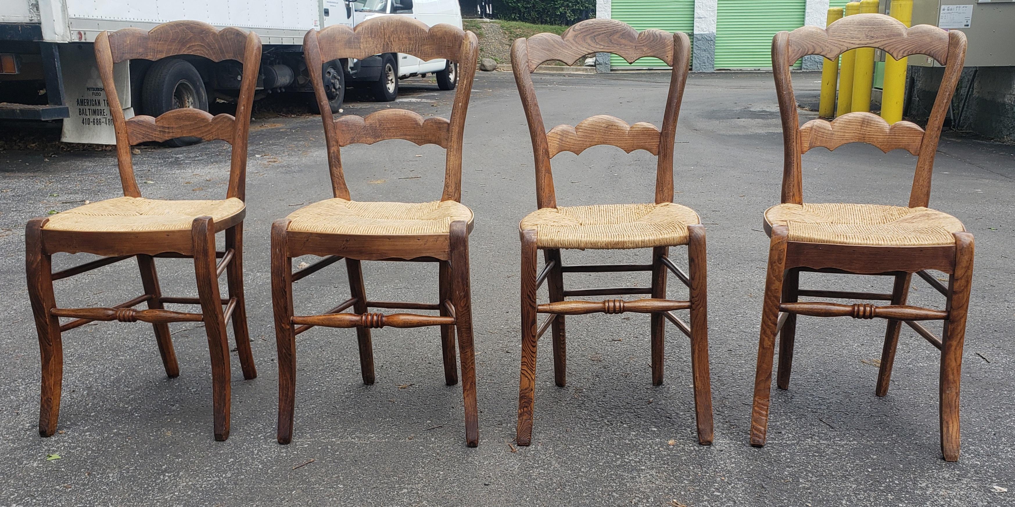 1960s Italian Country Maple and Rush Seat Ladder Back Chairs 1