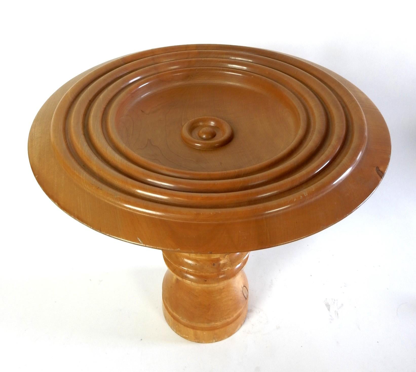 Spectacular turned wood bowl with pedestal from Italy, 1960's.
Custom craftsmen creation.
20-1/2