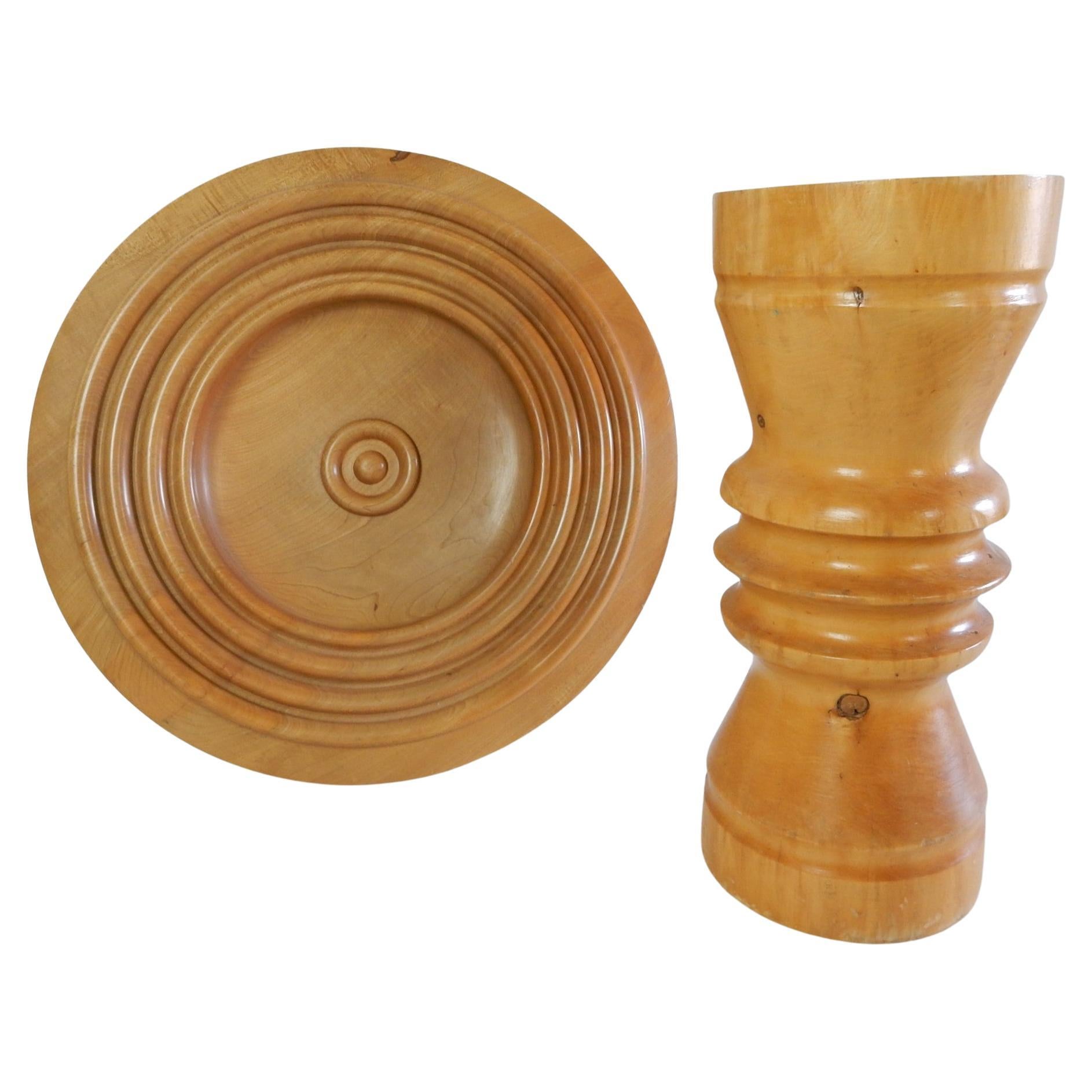 1960's Italian Craftsmen Turned Wood Bowl and Pedestal Table In Good Condition For Sale In Las Vegas, NV