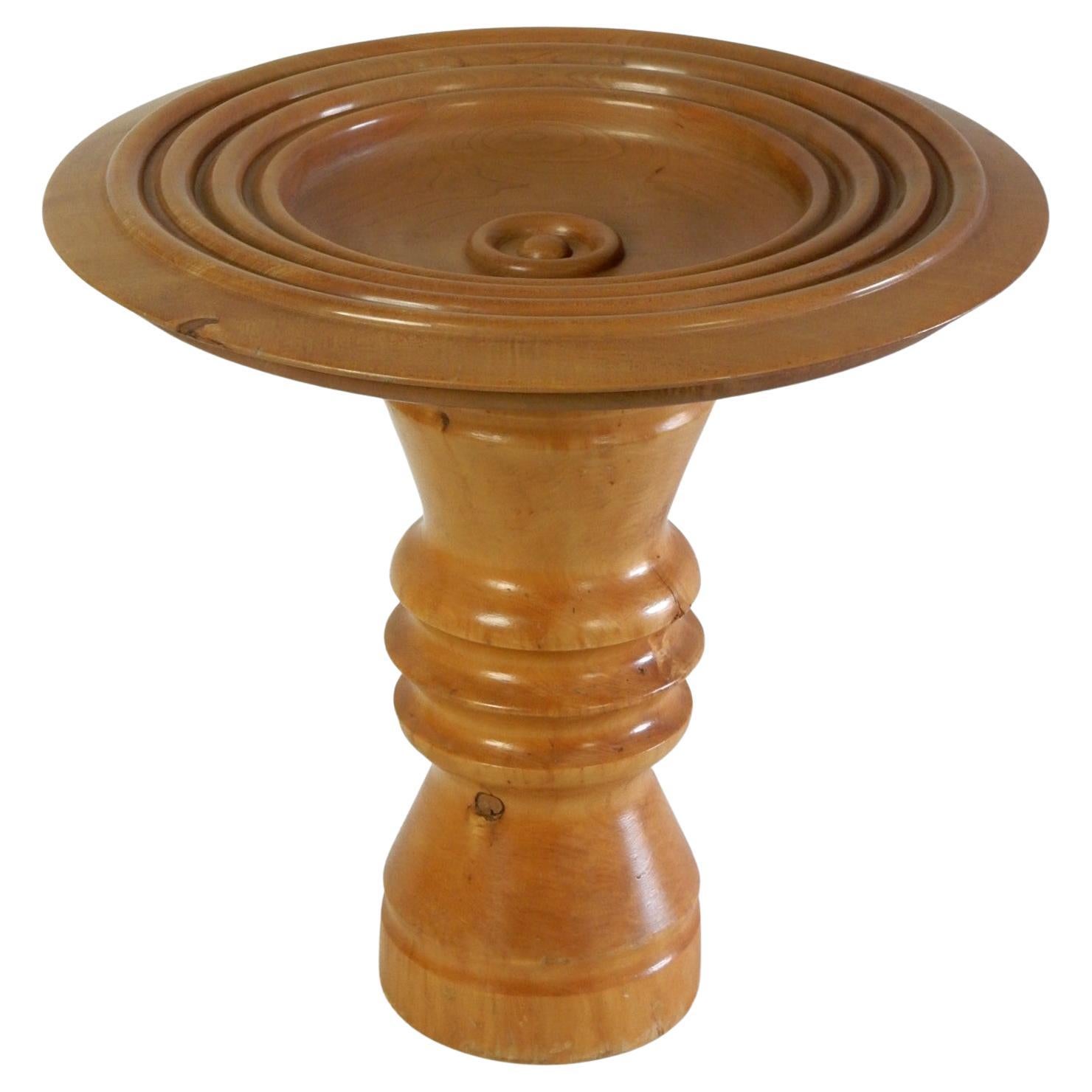 1960's Italian Craftsmen Turned Wood Bowl and Pedestal Table For Sale 2
