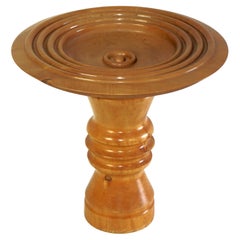 1960's Italian Craftsmen Turned Wood Bowl and Pedestal Table