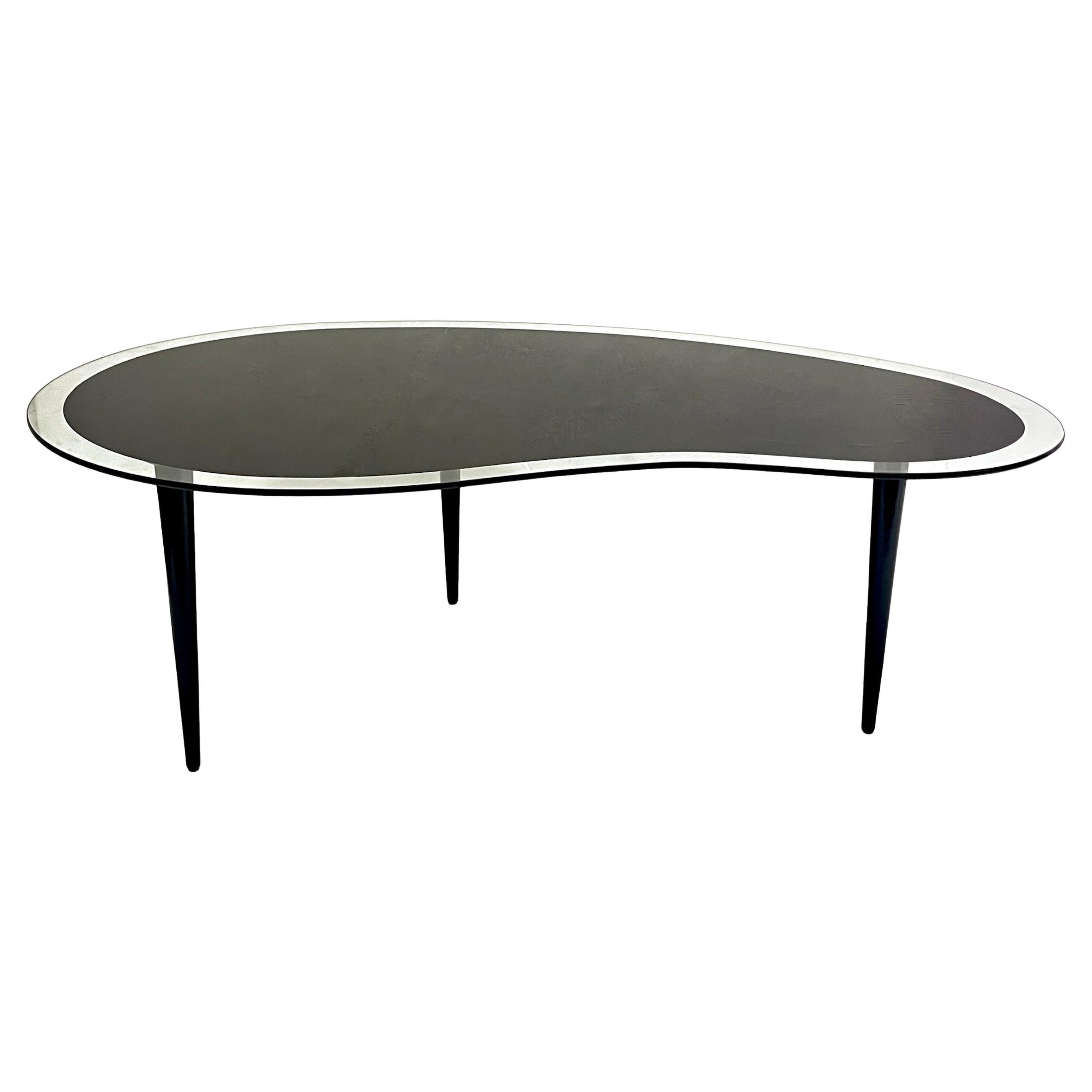 1960s Italian Cristal Art Mid-Century Modern Design Black Glass Coffee Table