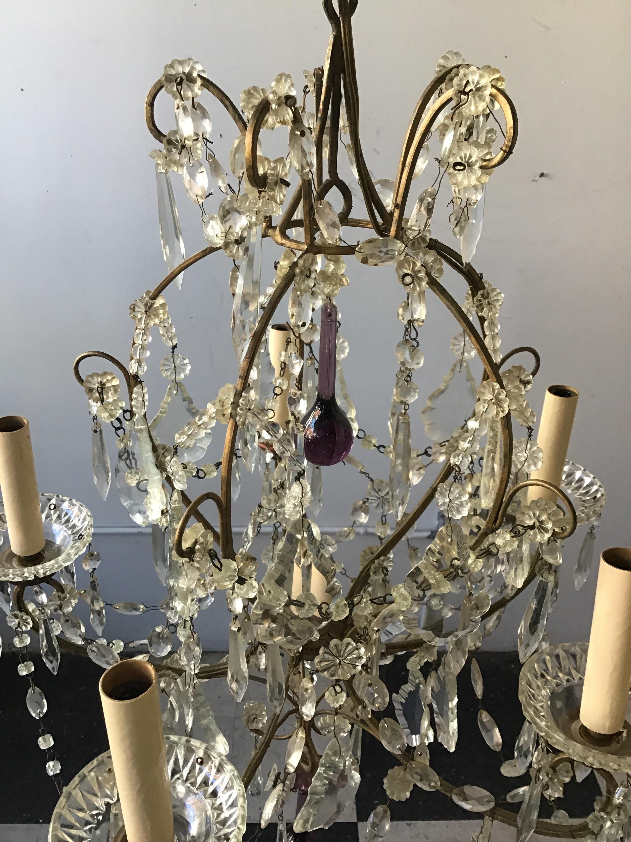 Mid-20th Century 1960s Italian Crystal Chandelier For Sale