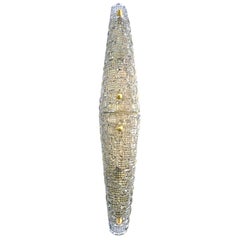 1960s Italian Crystal Murano Glass Diamond Shaped Sconce on Brass