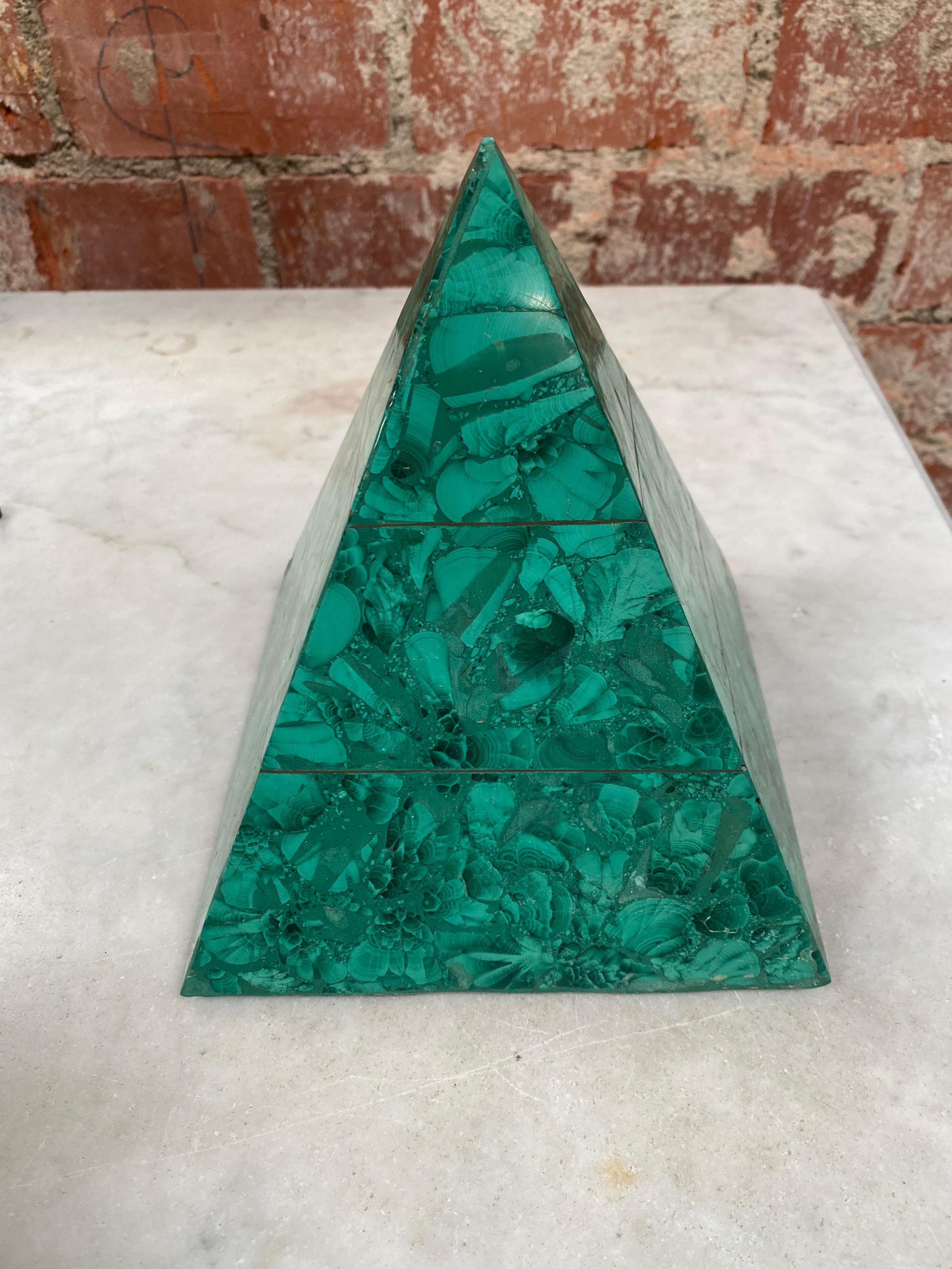 1960s Italian Decorative Malachite Pyramid In Good Condition In Los Angeles, CA