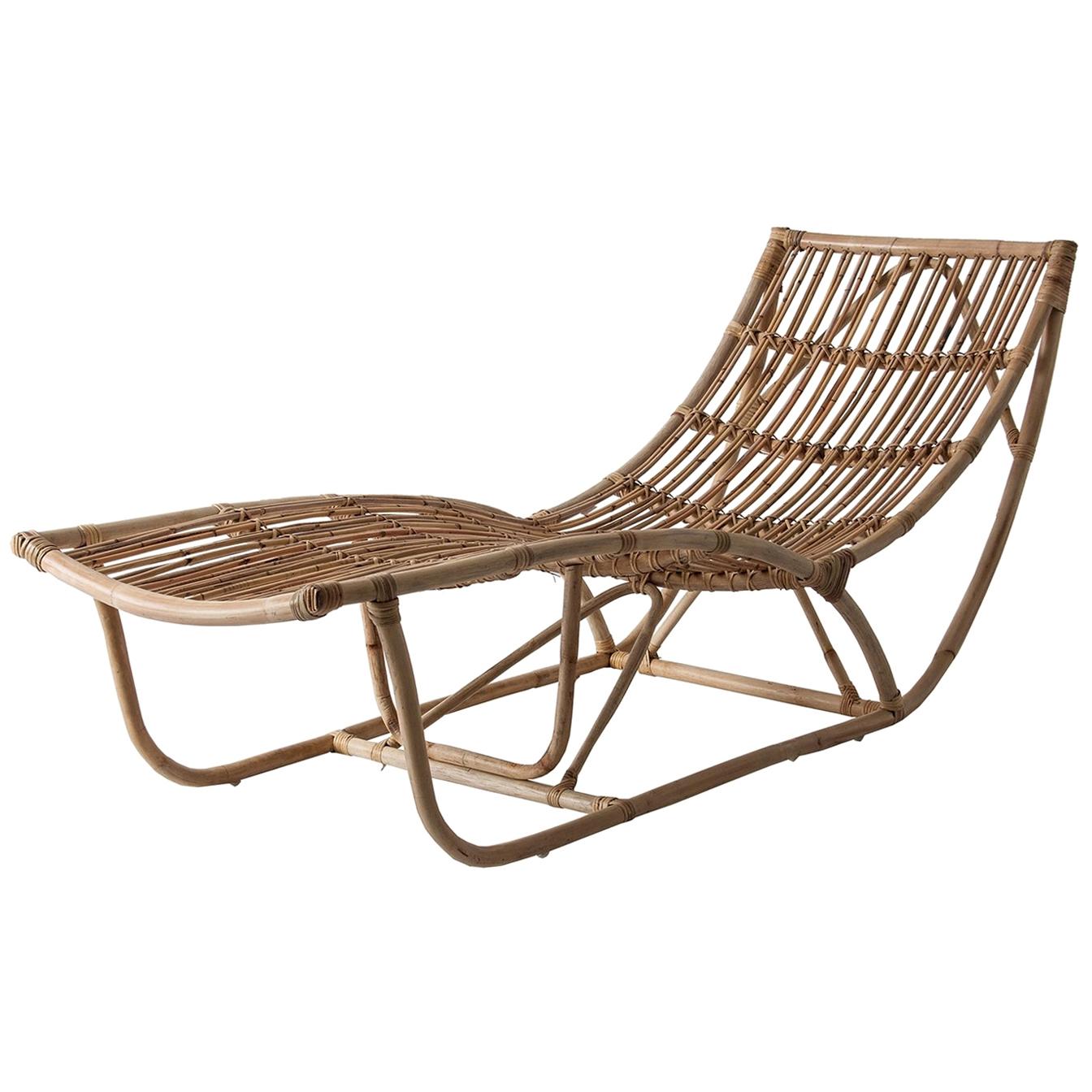 1960s Italian Design Style Rattan Daybed or Chaise Lounge